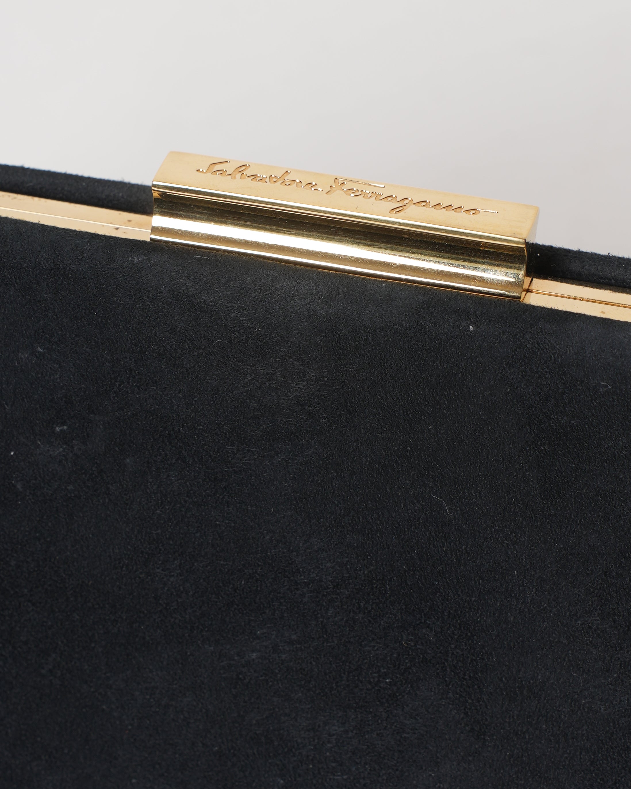 Ferragamo Black Suede Clutch