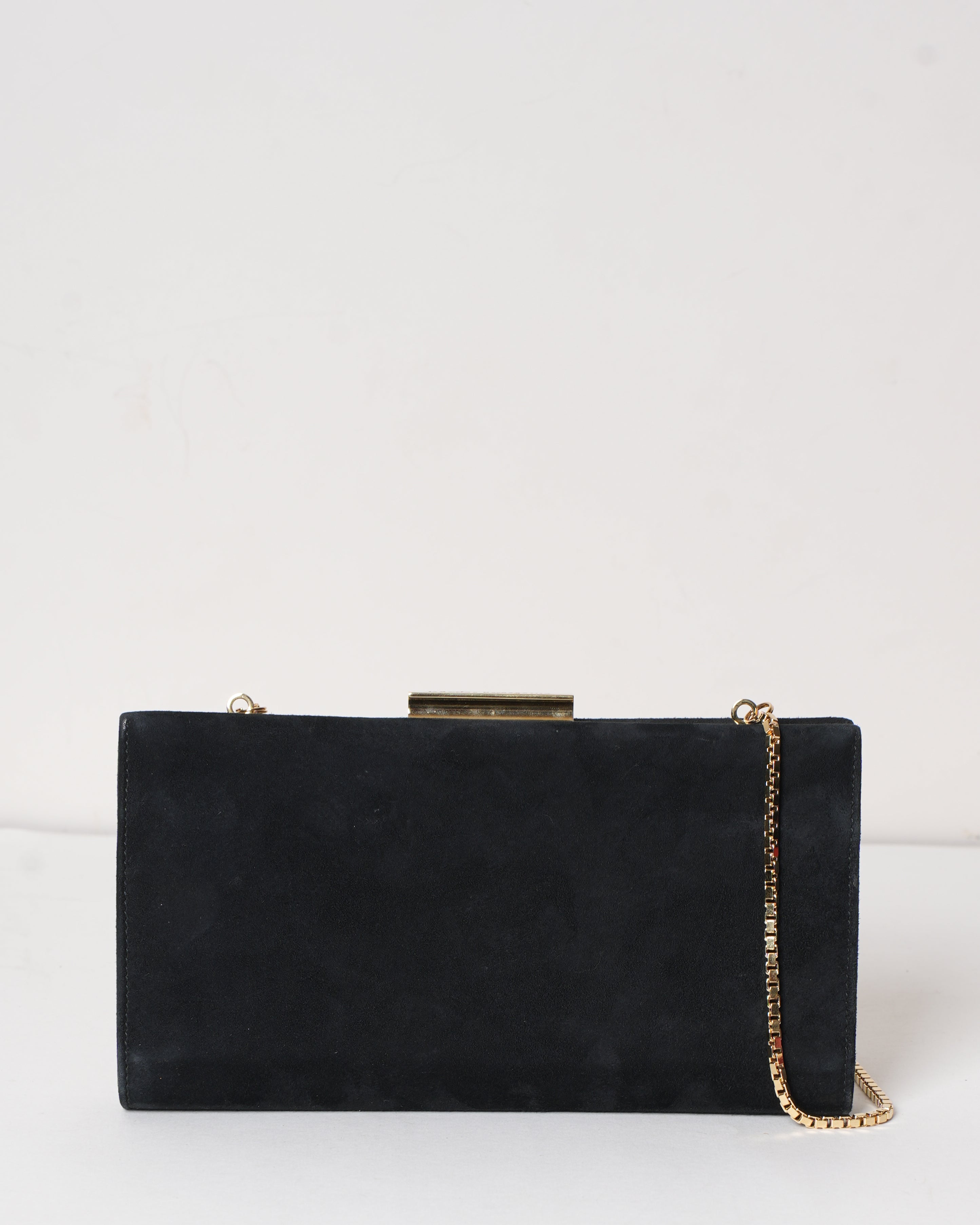 Ferragamo Black Suede Clutch