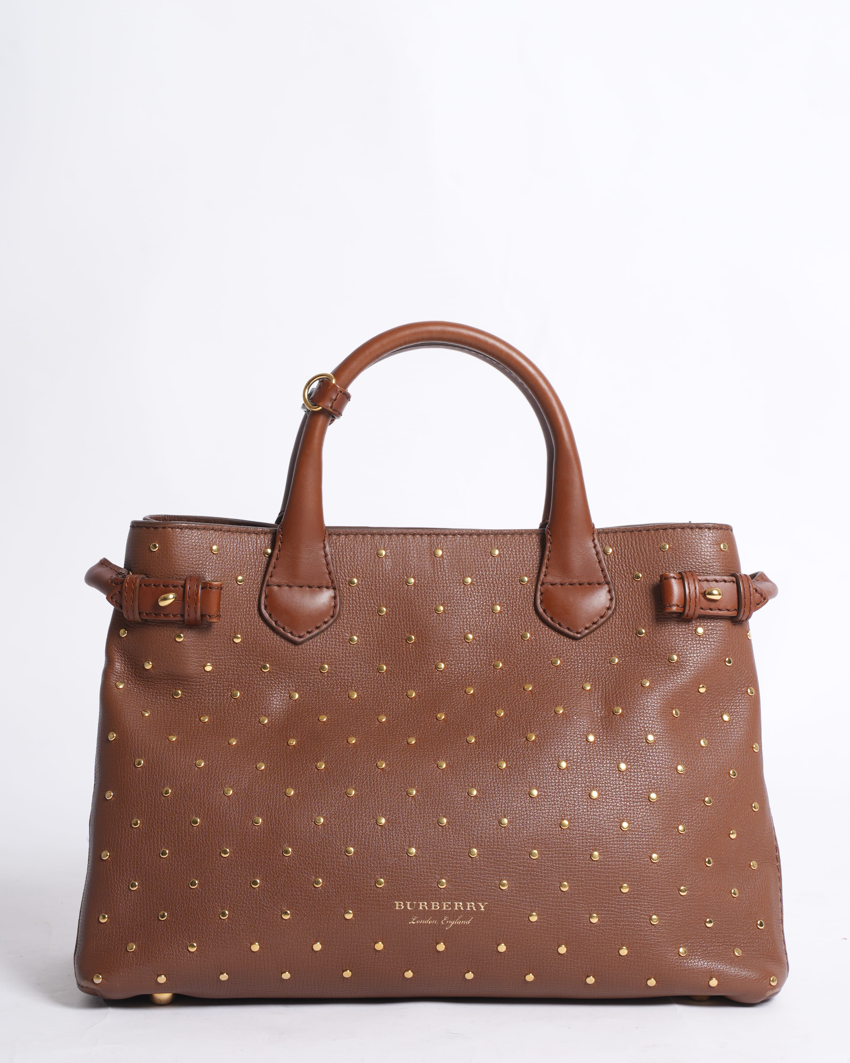 Burberry Studded Banner Top Handle Bag With Detachable Shoulder Strap