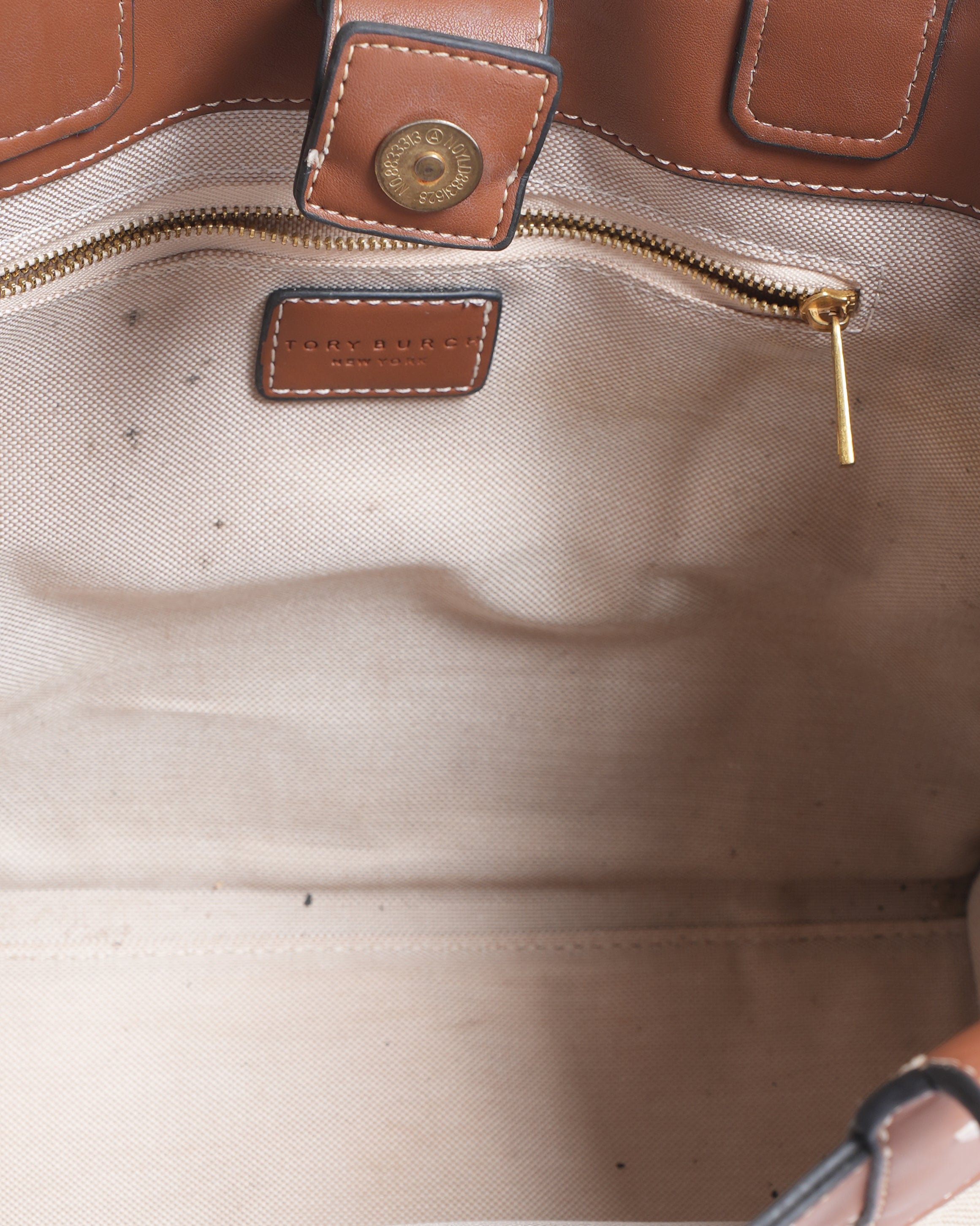 Tory Burch Ella Canvas & Leather Shoulder Bag