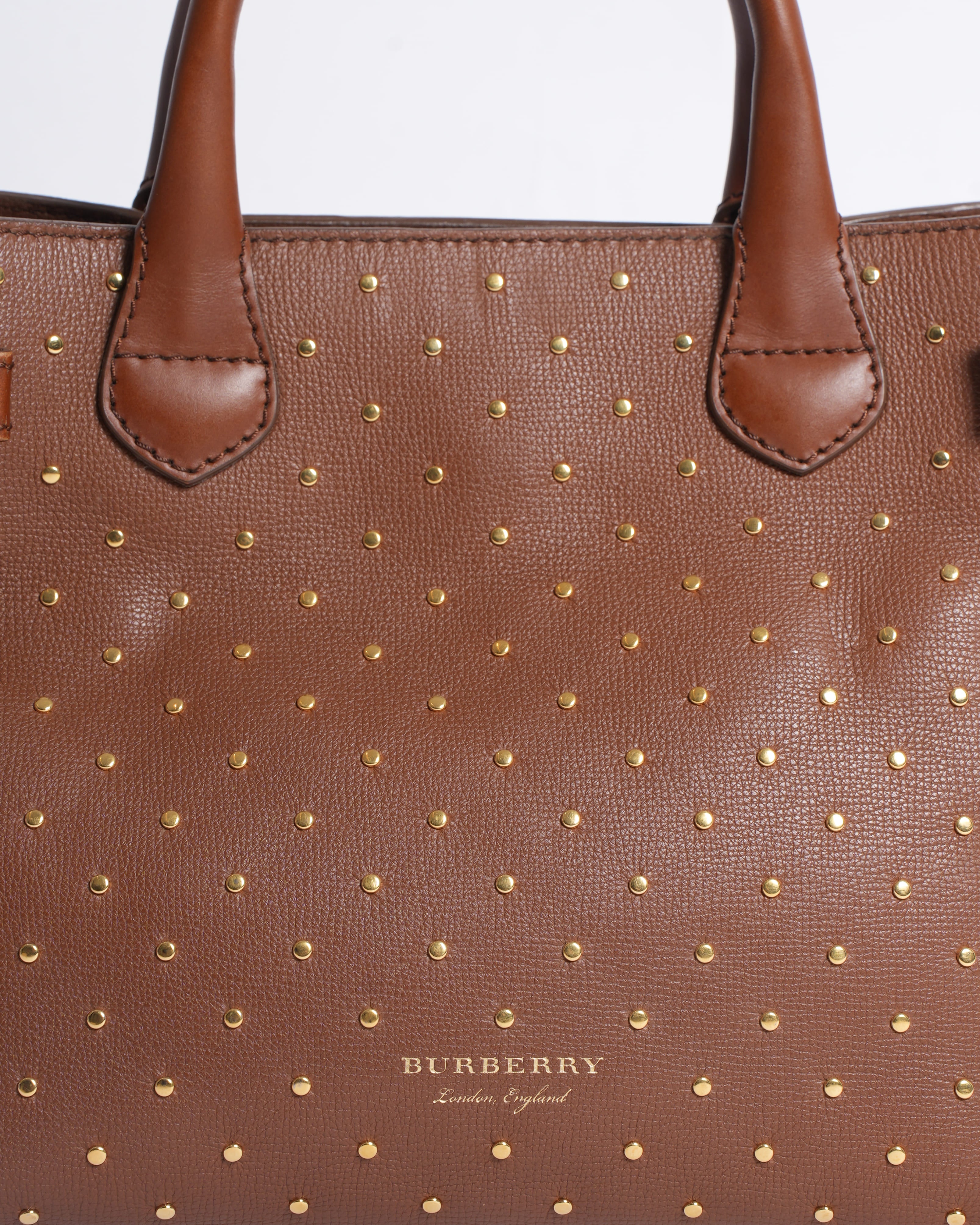 Burberry Studded Banner Top Handle Bag With Detachable Shoulder Strap
