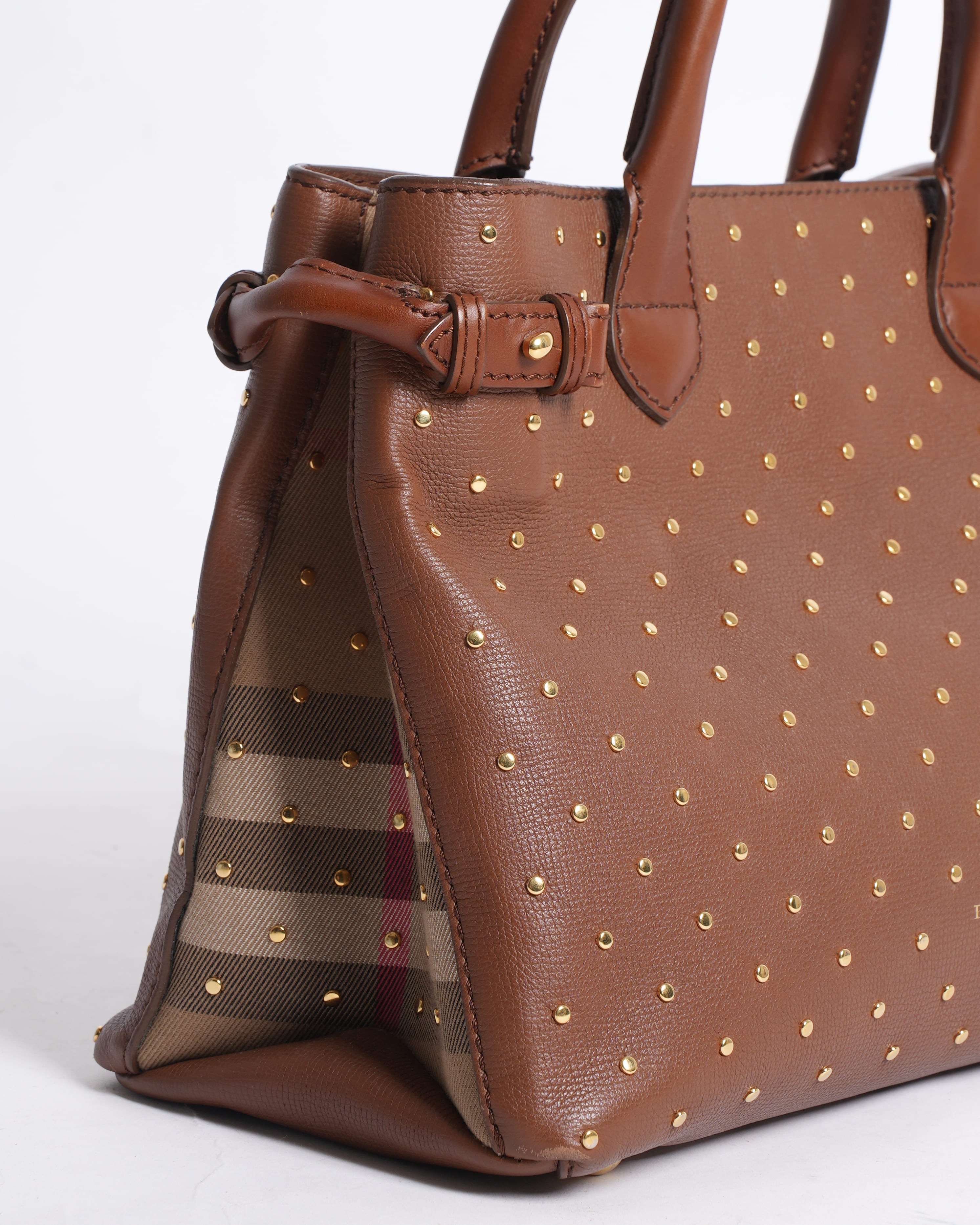Burberry Studded Banner Top Handle Bag With Detachable Shoulder Strap