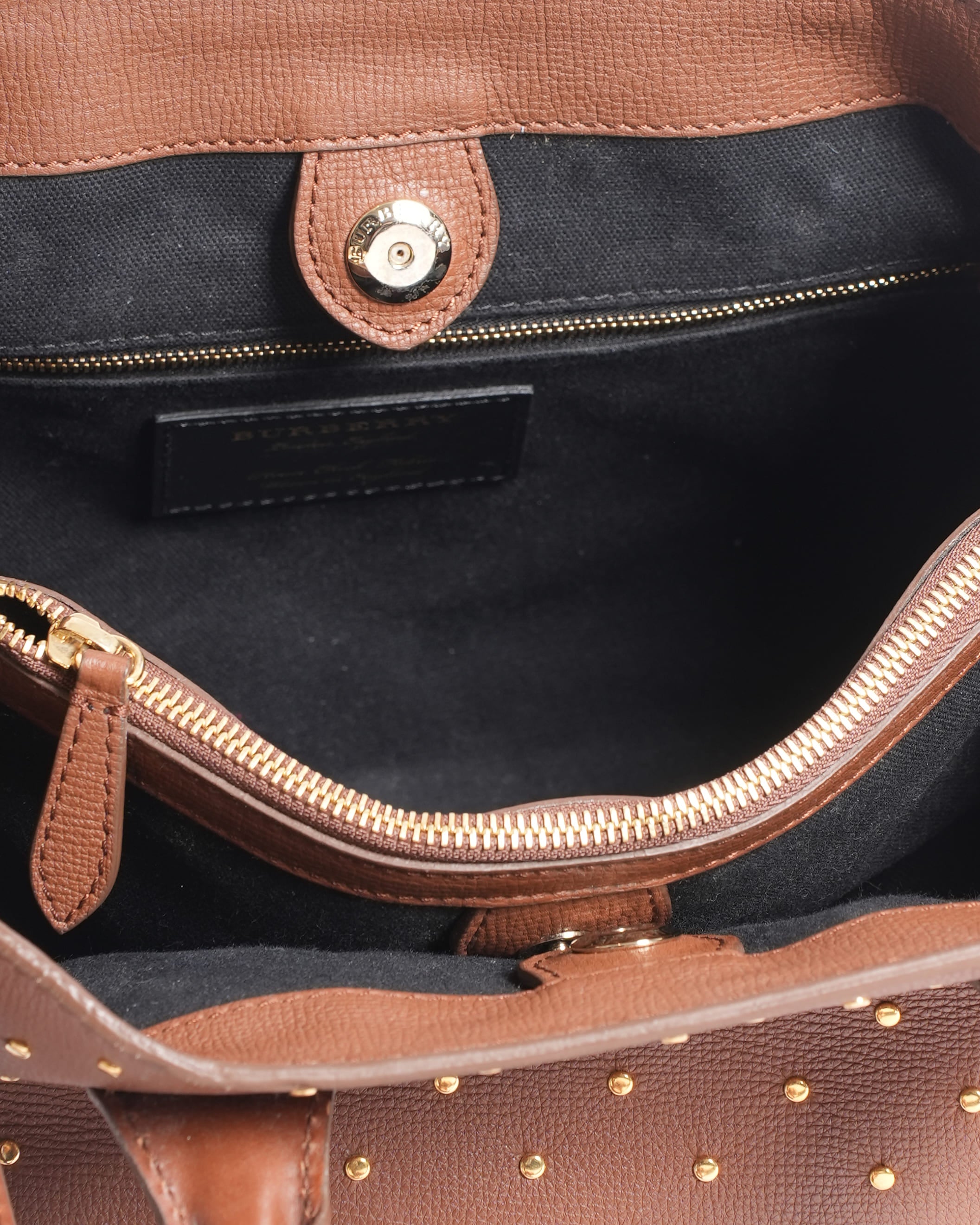 Burberry Studded Banner Top Handle Bag With Detachable Shoulder Strap