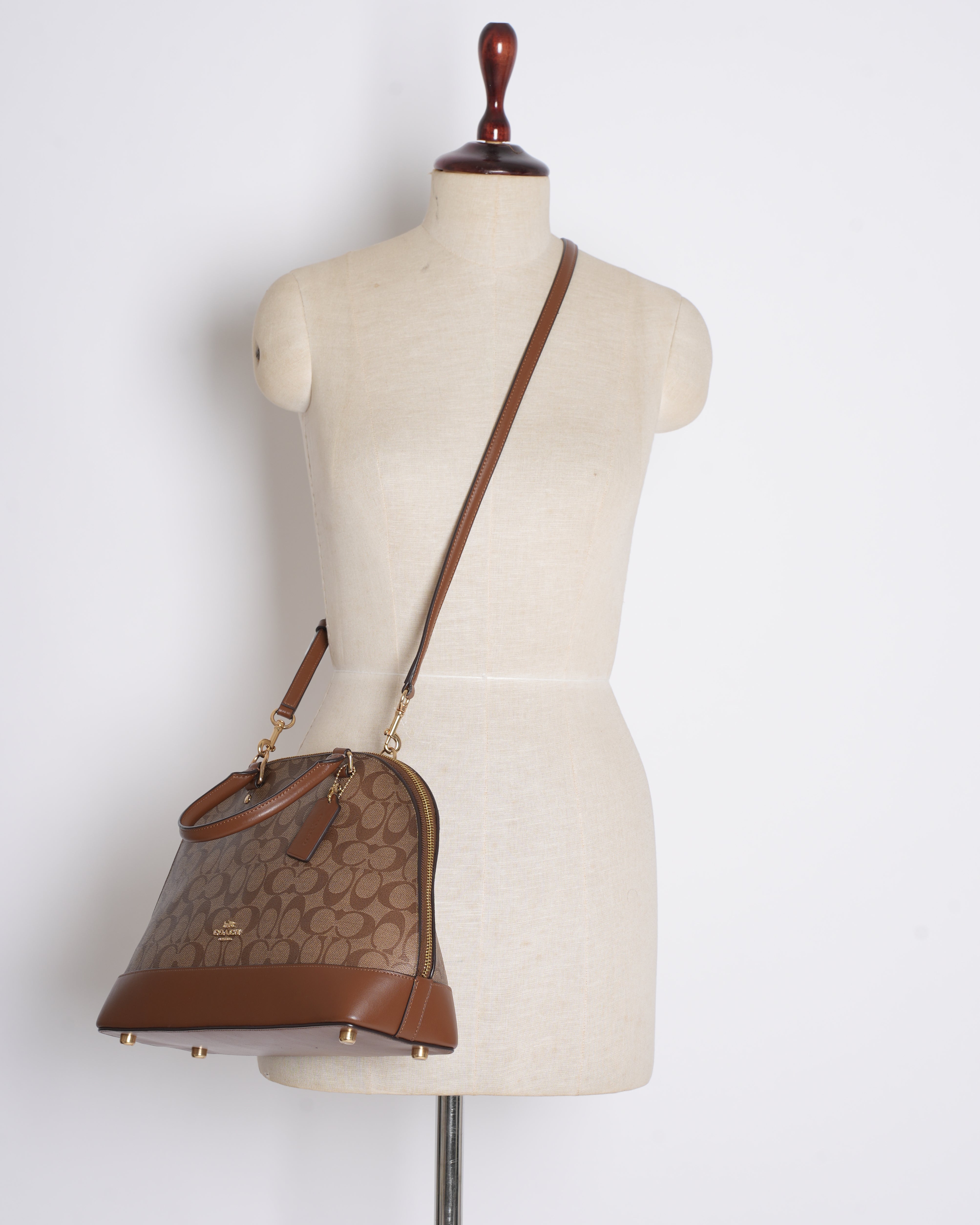 Coach  Brown Signature Coated Canvas  and Leather Mini Sierra Satchel