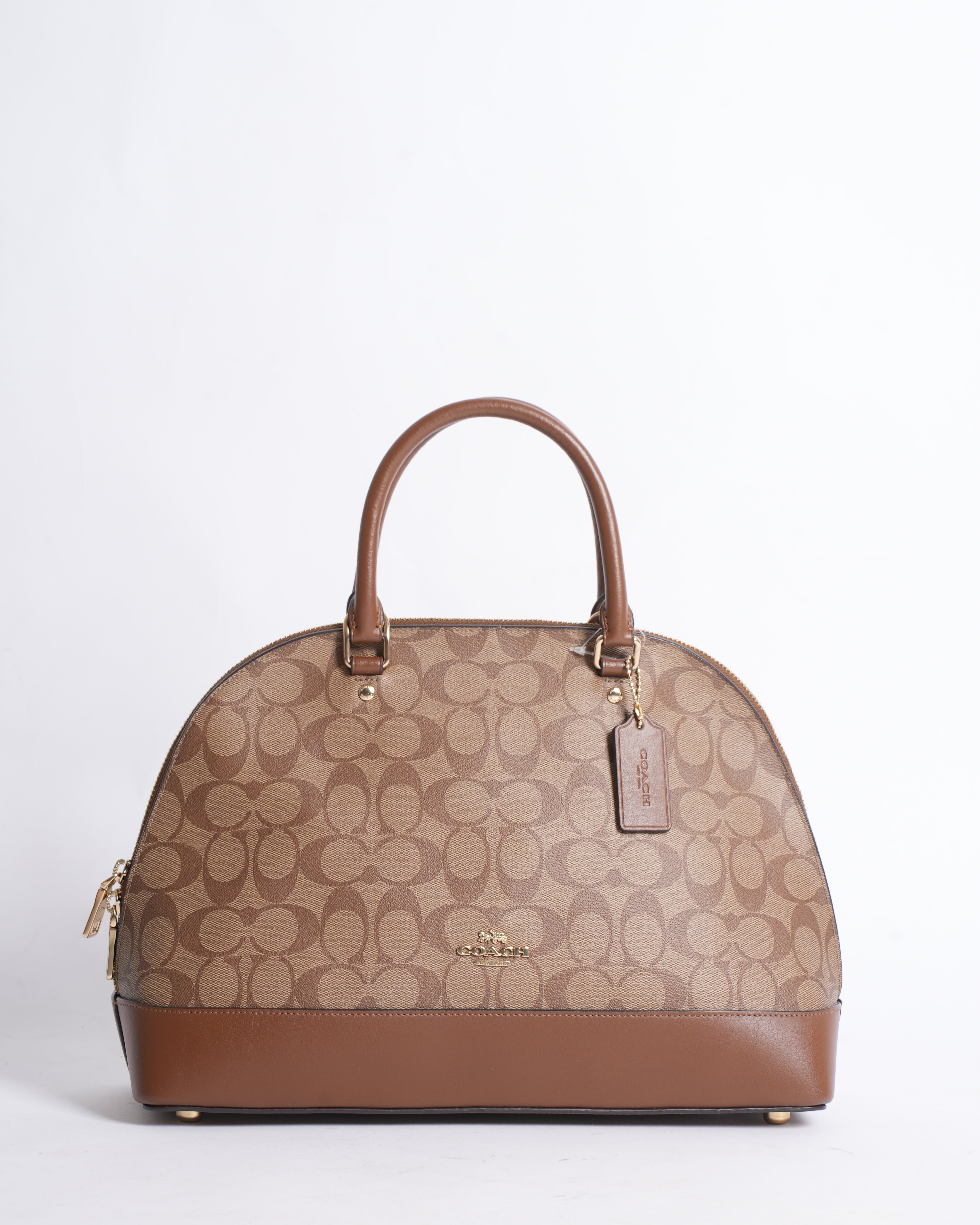 Coach  Brown Signature Coated Canvas  and Leather Mini Sierra Satchel