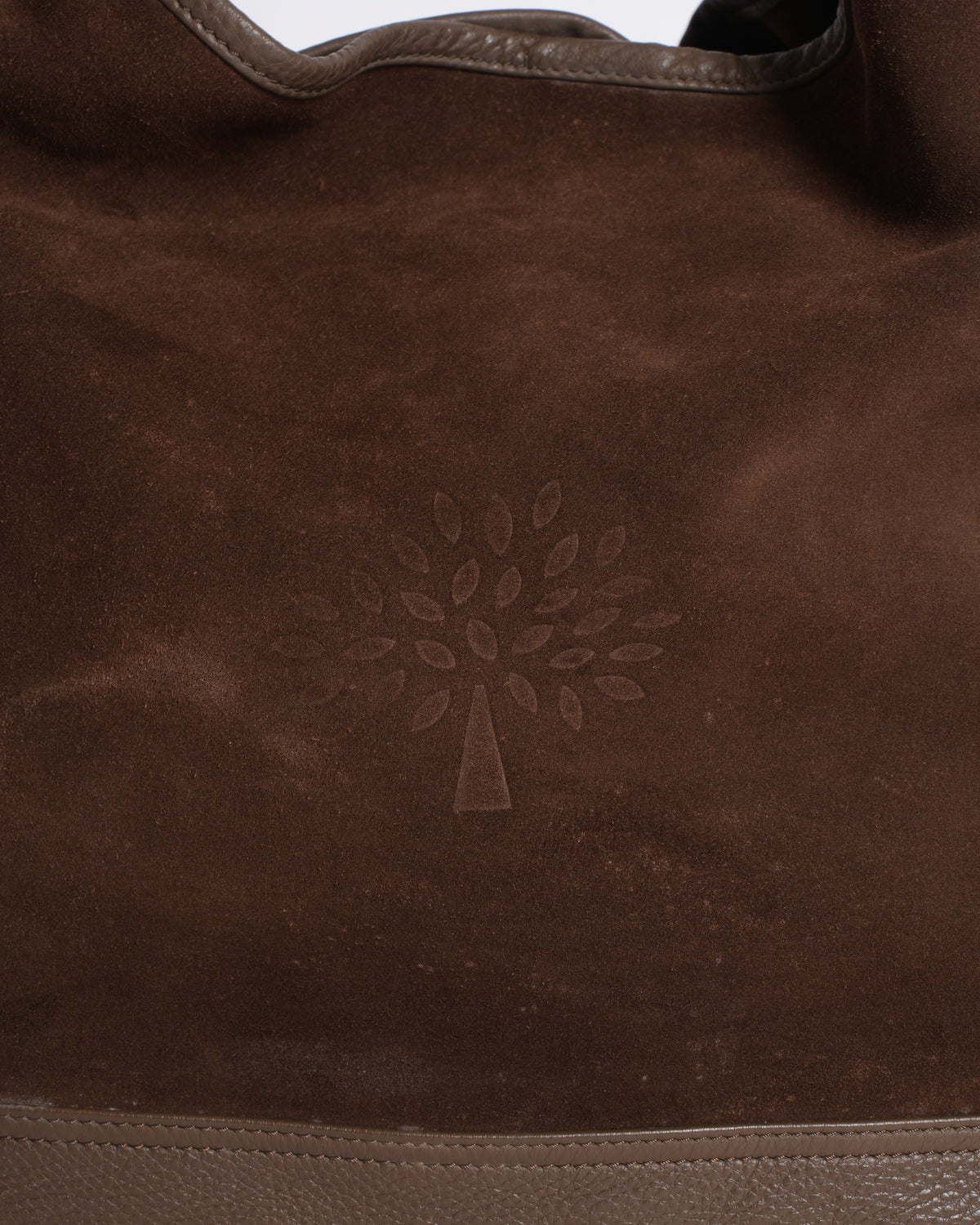 Mulberry Brown Suede & Leather Logo Embossed Hobo