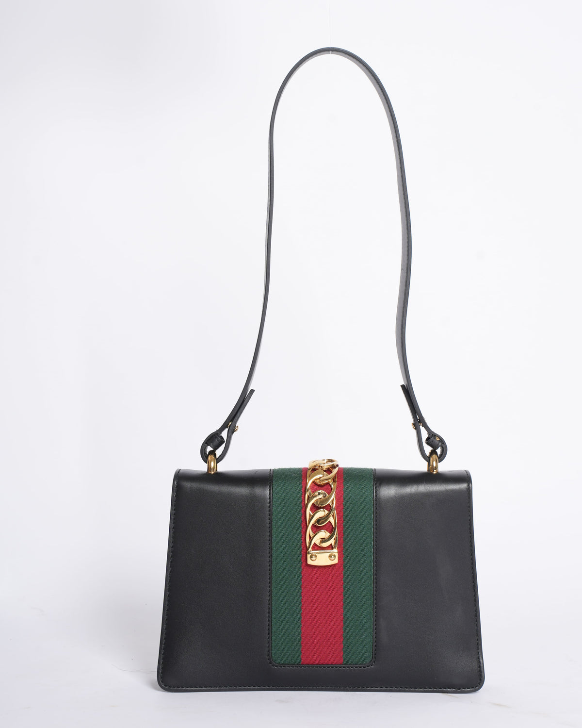 Gucci Sylvie Leather Shoulder Bag in Black