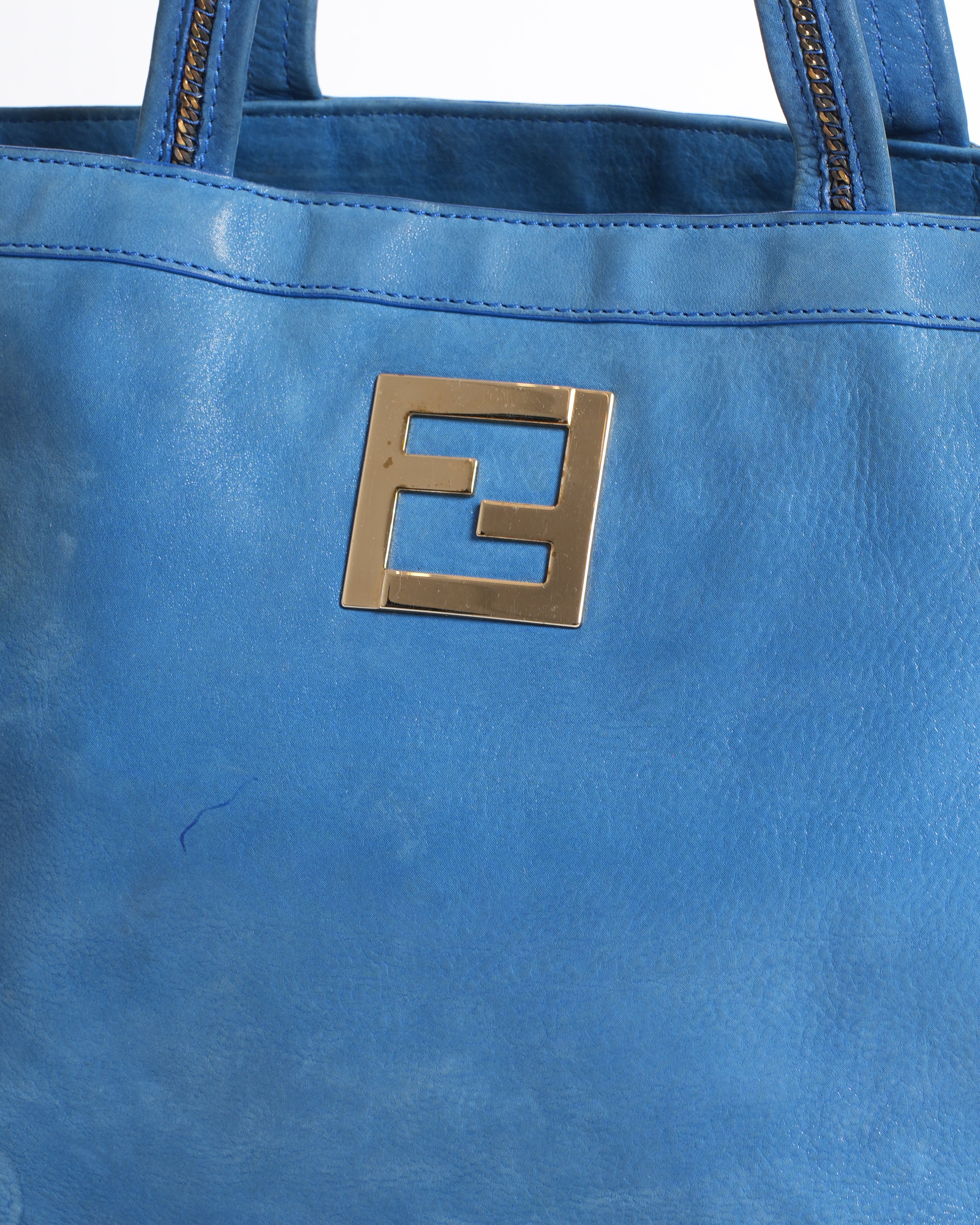Fendi Nubuck Shoulder Bag In Blue