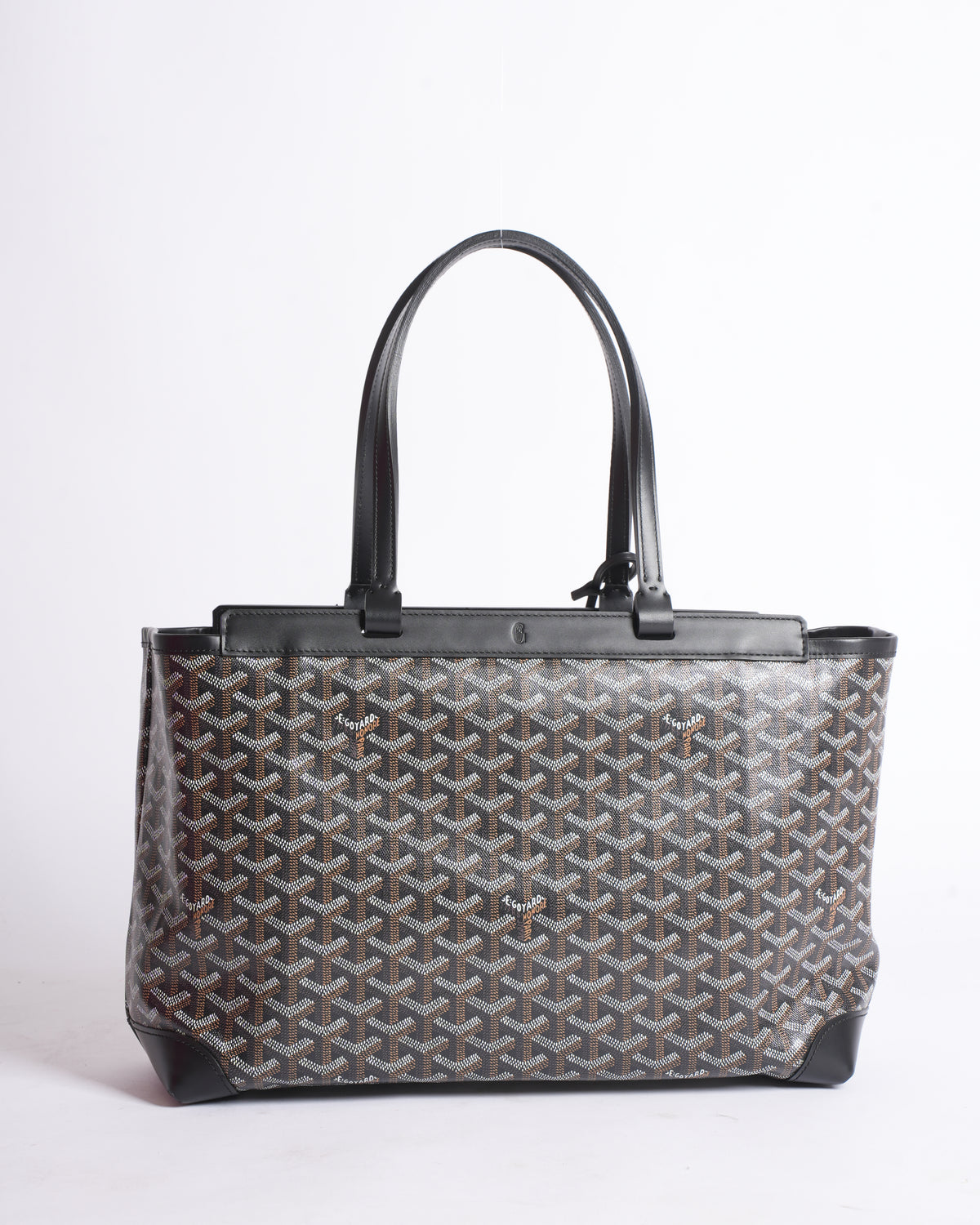 Goyard Black Chevron Coated Canvas PM Bellechasse Tote Bag