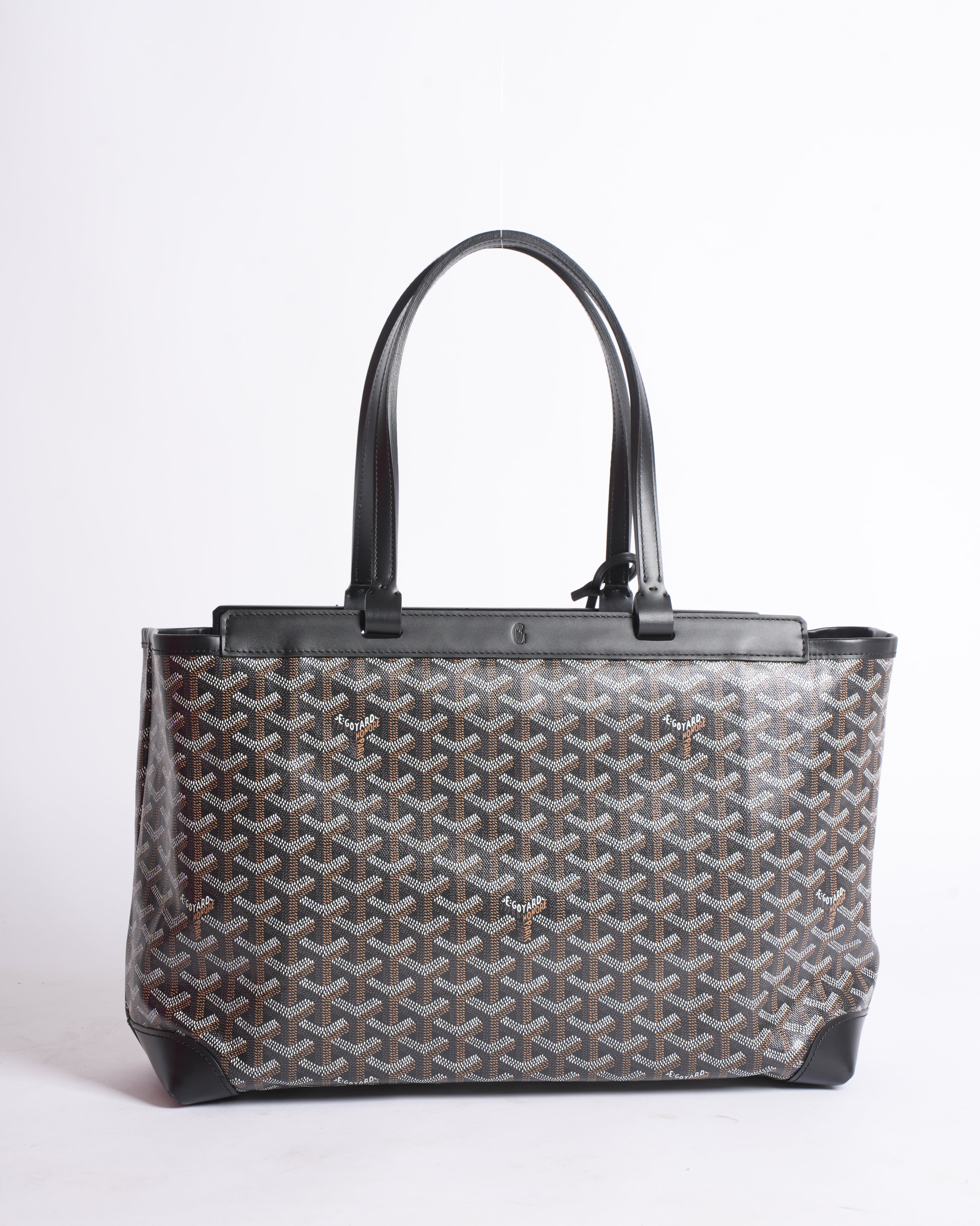Goyard Black Chevron Coated Canvas PM Bellechasse Tote Bag