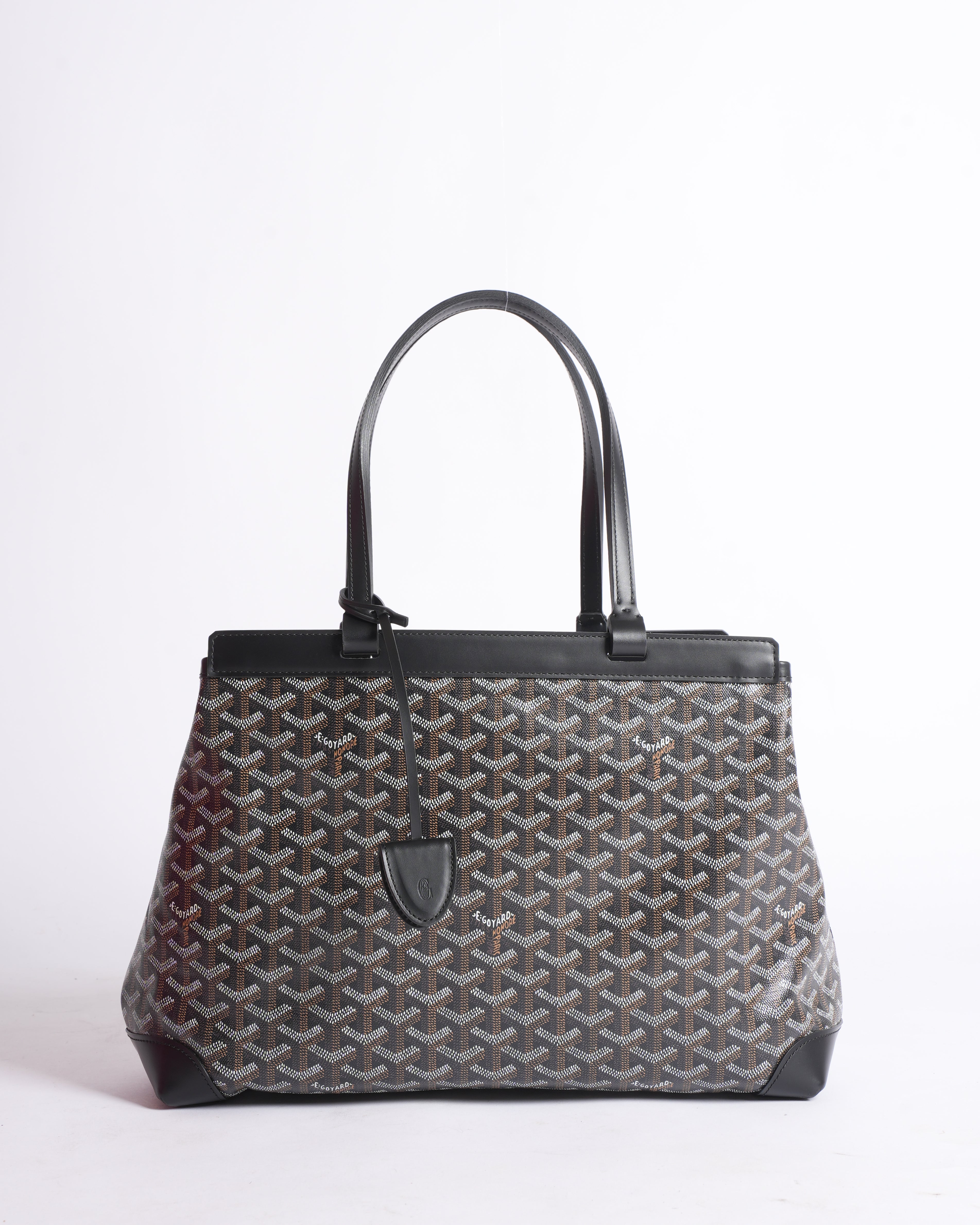Goyard Black Chevron Coated Canvas PM Bellechasse Tote Bag