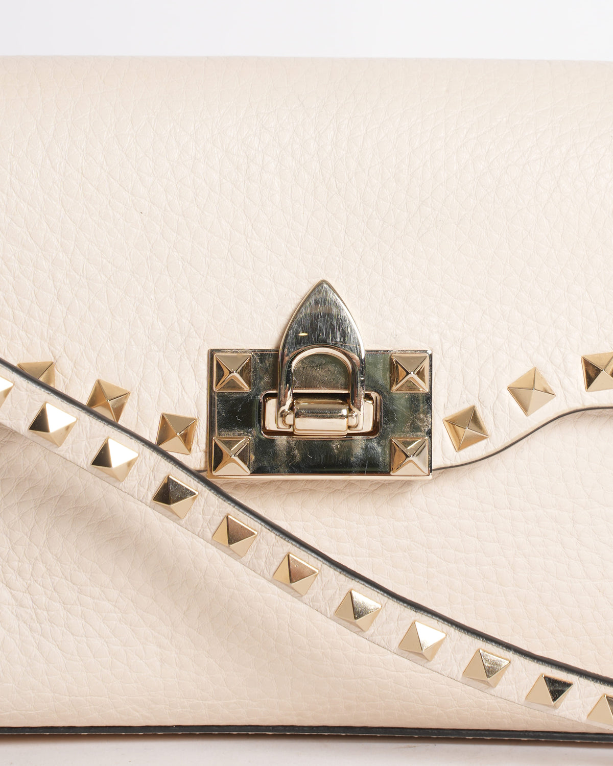 Valentino Cream Leather Rockstud Crossbody Bag