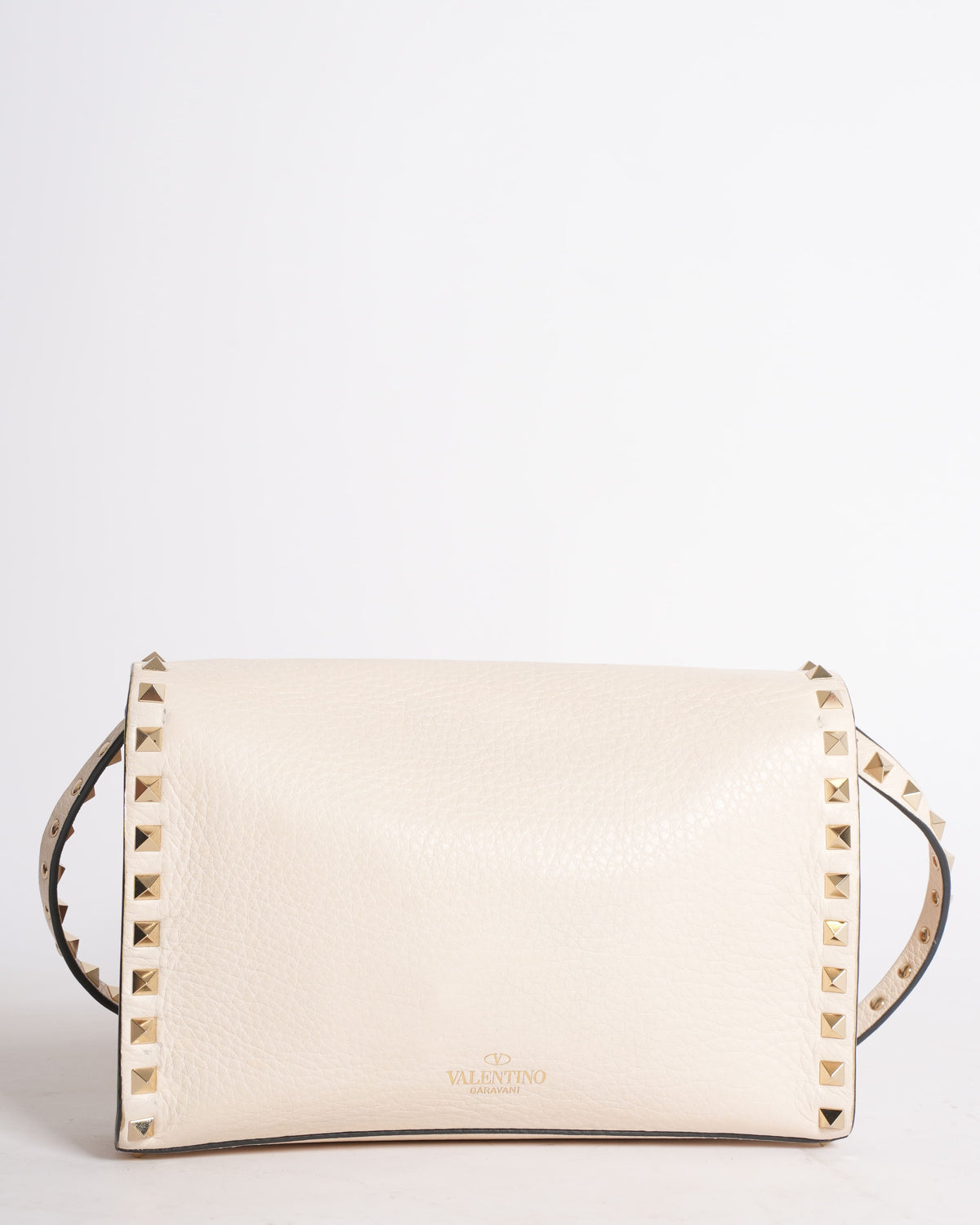 Valentino Cream Leather Rockstud Crossbody Bag