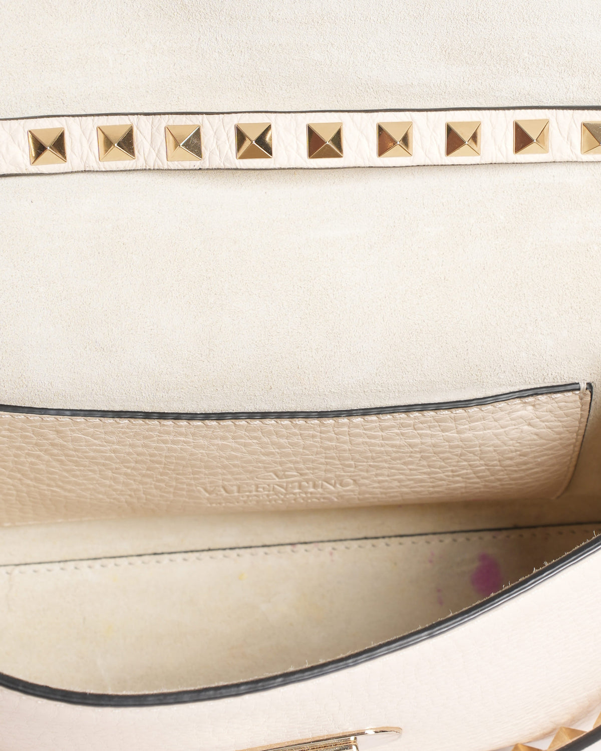 Valentino Cream Leather Rockstud Crossbody Bag