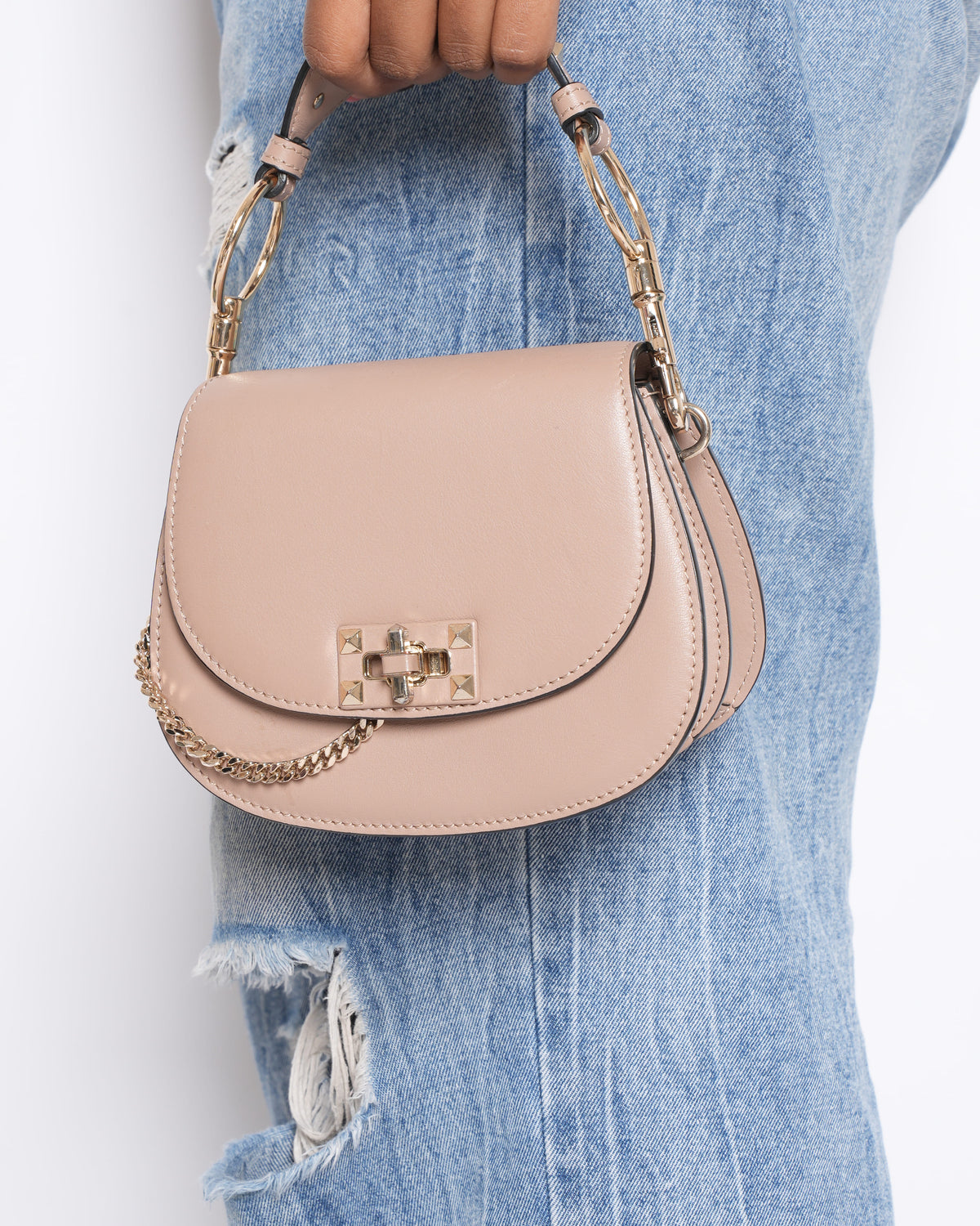 Valentino Rockstud Crossbody Bag in Beige
