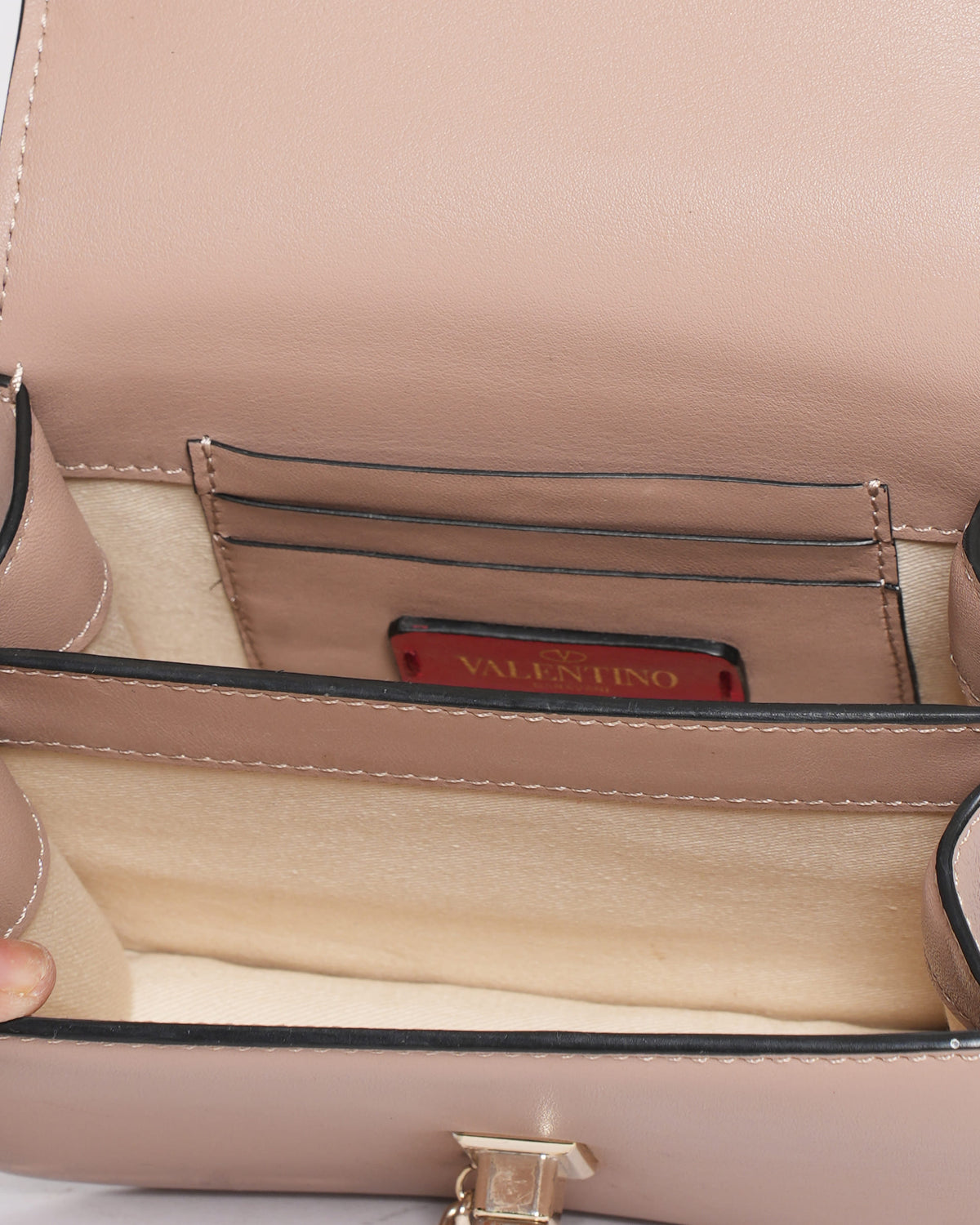Valentino Rockstud Crossbody Bag in Beige