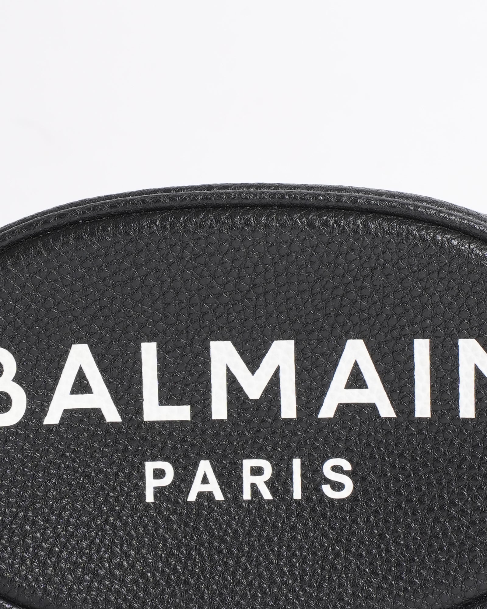 New Balmain Black Leather Waist Belt Bag