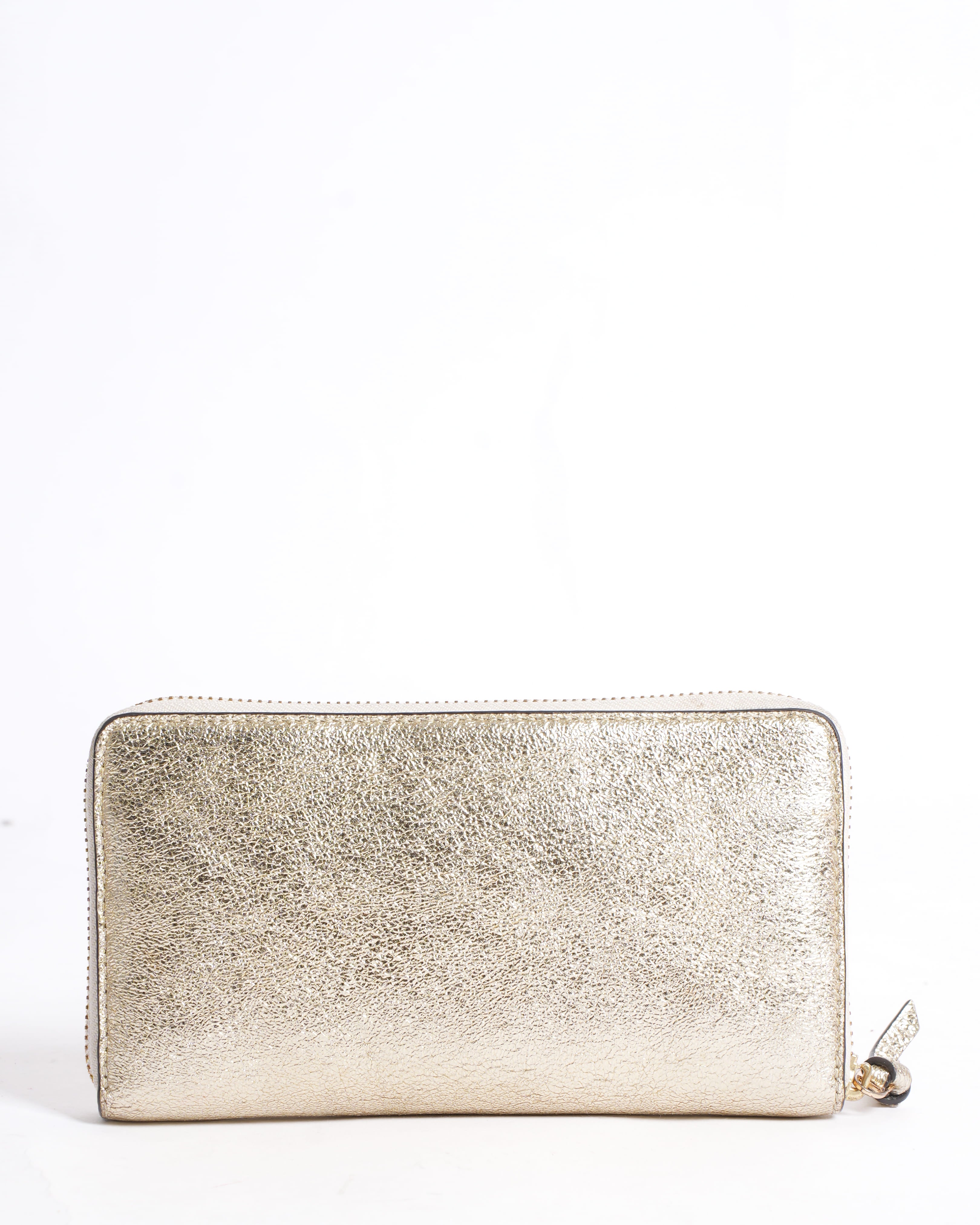 Tory burch metallic gold long wallet