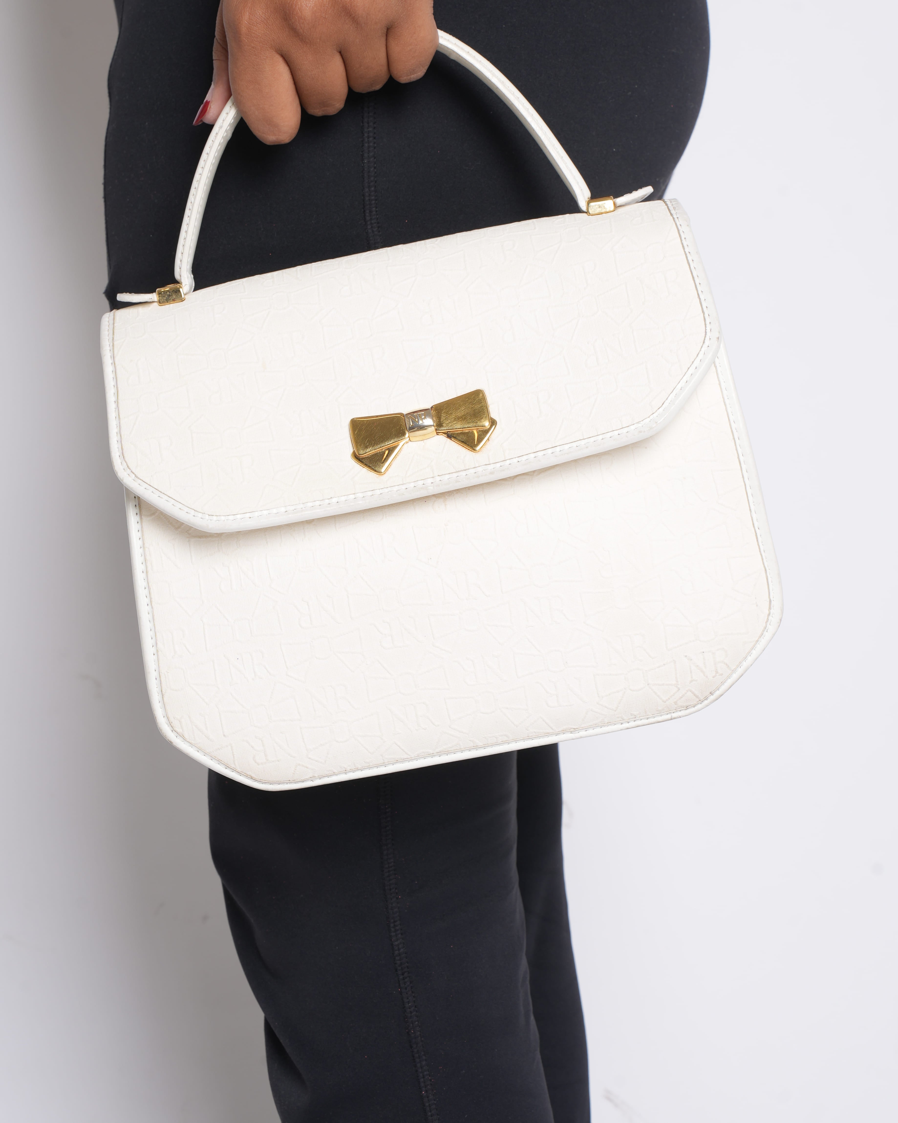 Nina Ricci Monogram Top Handle Bag in White