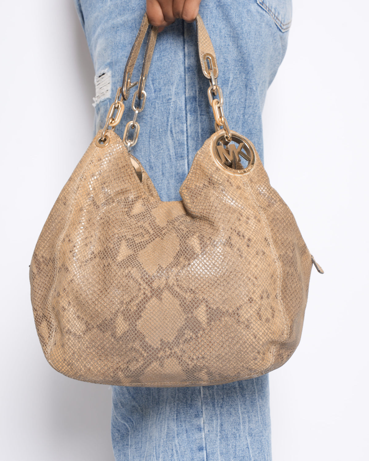 Michael Kors Python-Embossed Tote in Brown