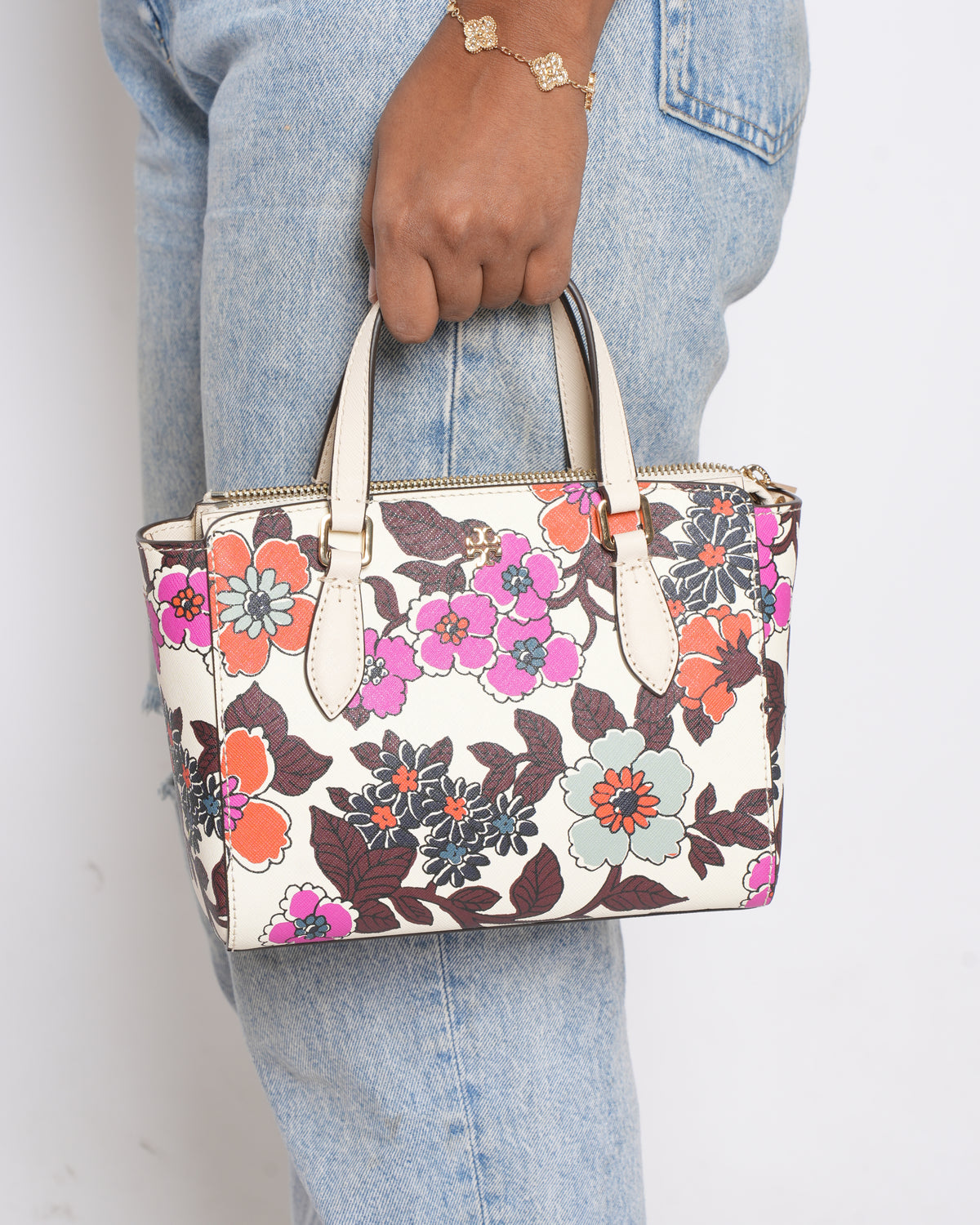 New Tory Burch Emerson Printed Mini Top Zip Tote Bag