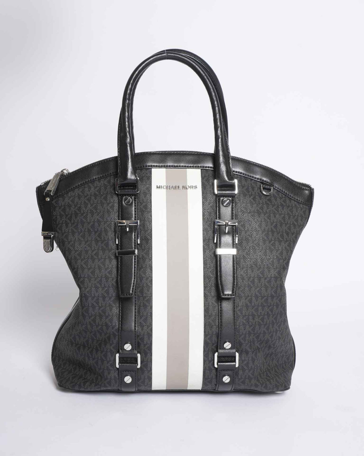 Michael Kors Bedford Travel Large Logo Stripe Dome Tote Bag