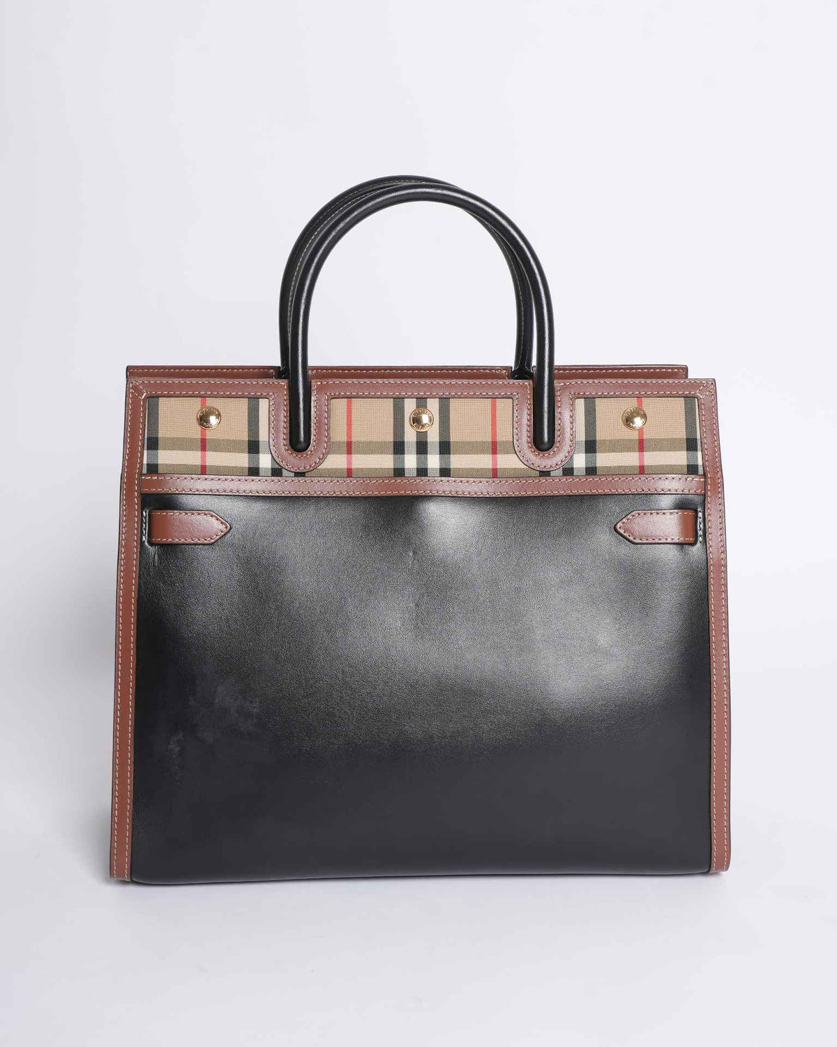 New Burberry House Check Title Top Handle Bag