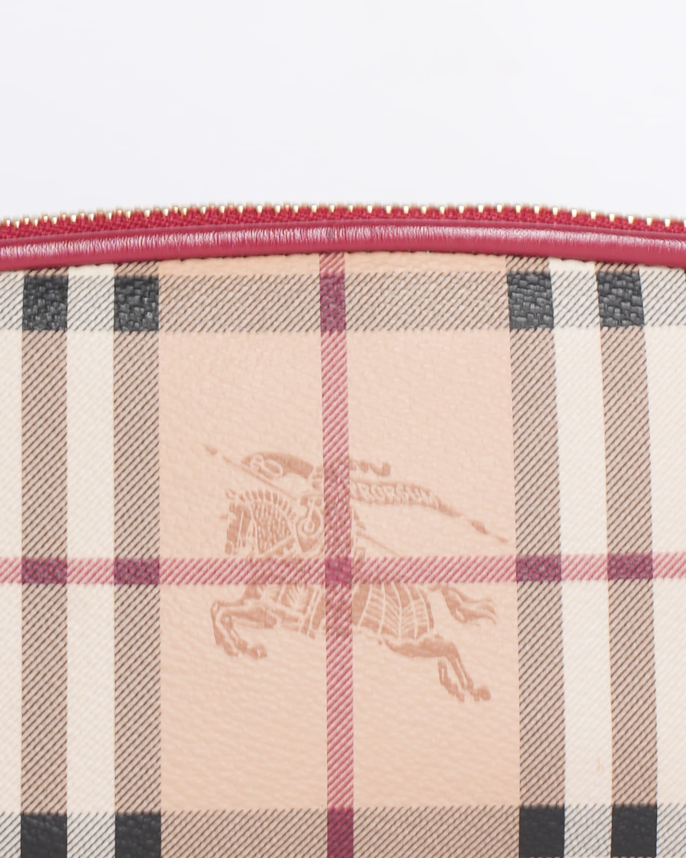 New Burberry Haymarket Check Clara Shoulder Bag in Red