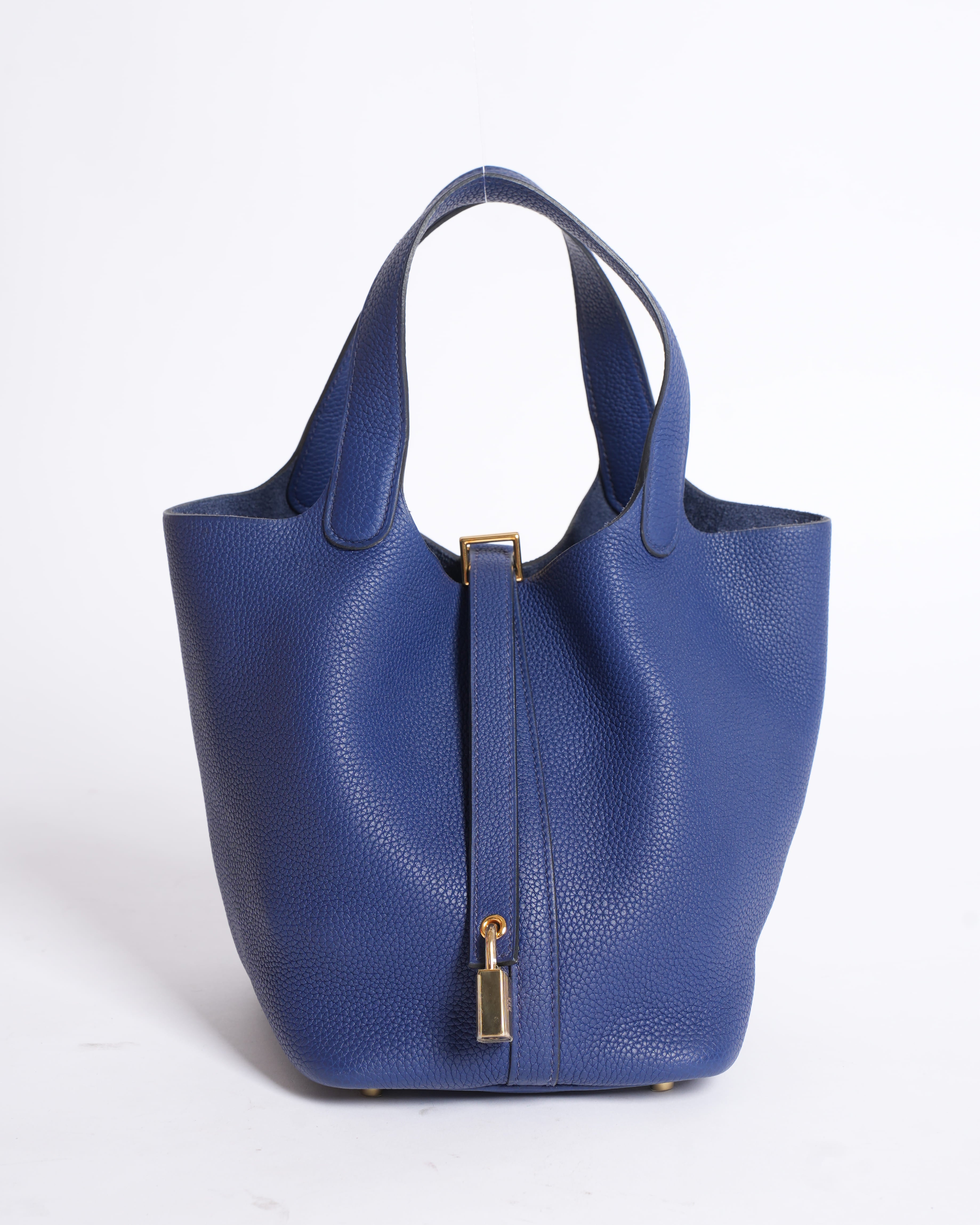 New Hermes Picotin 18 In Taurillion Maurice Blue Royal