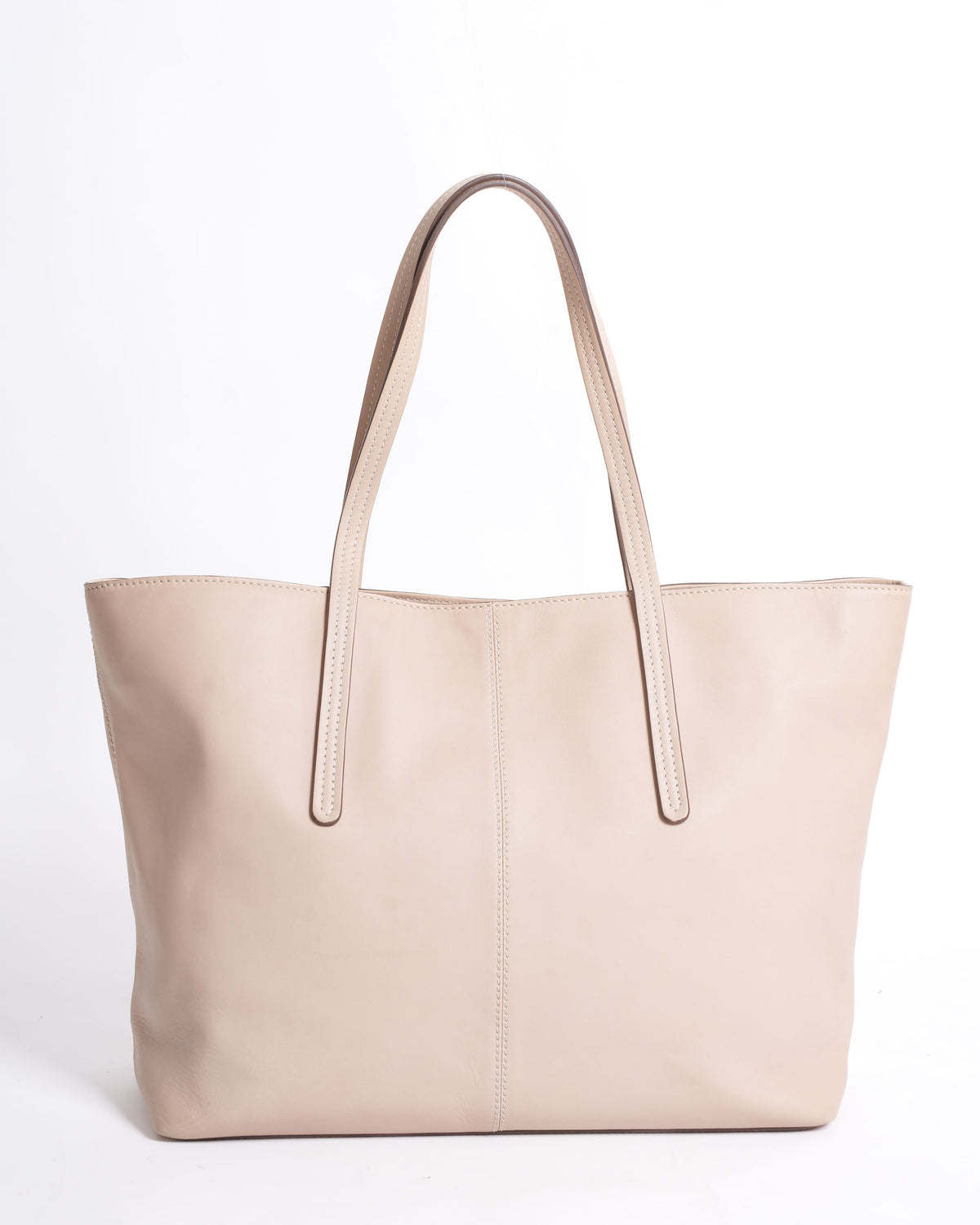 Tods beige leather logo shopper tote bag
