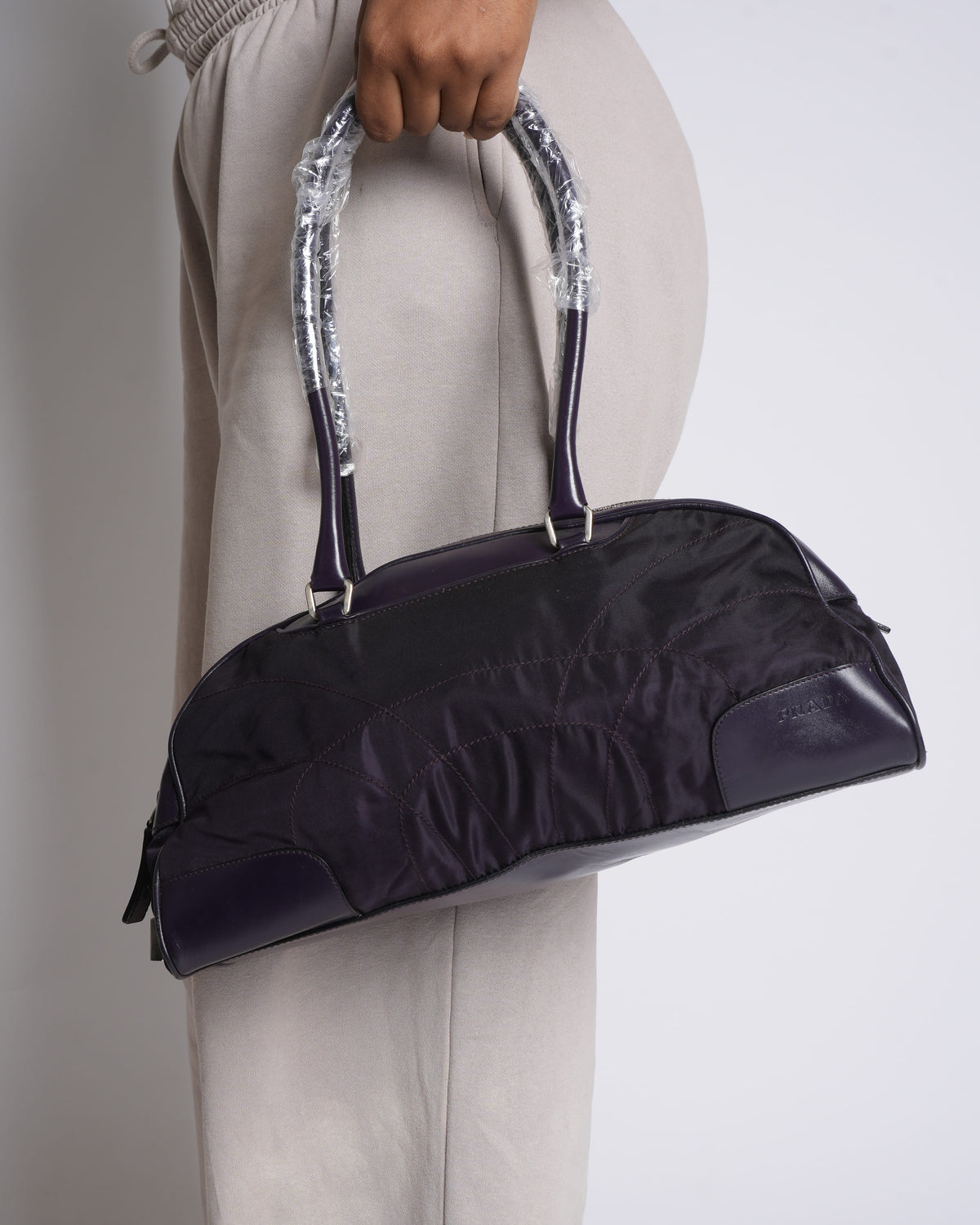 Prada logo tessuto nylon mini boston bag