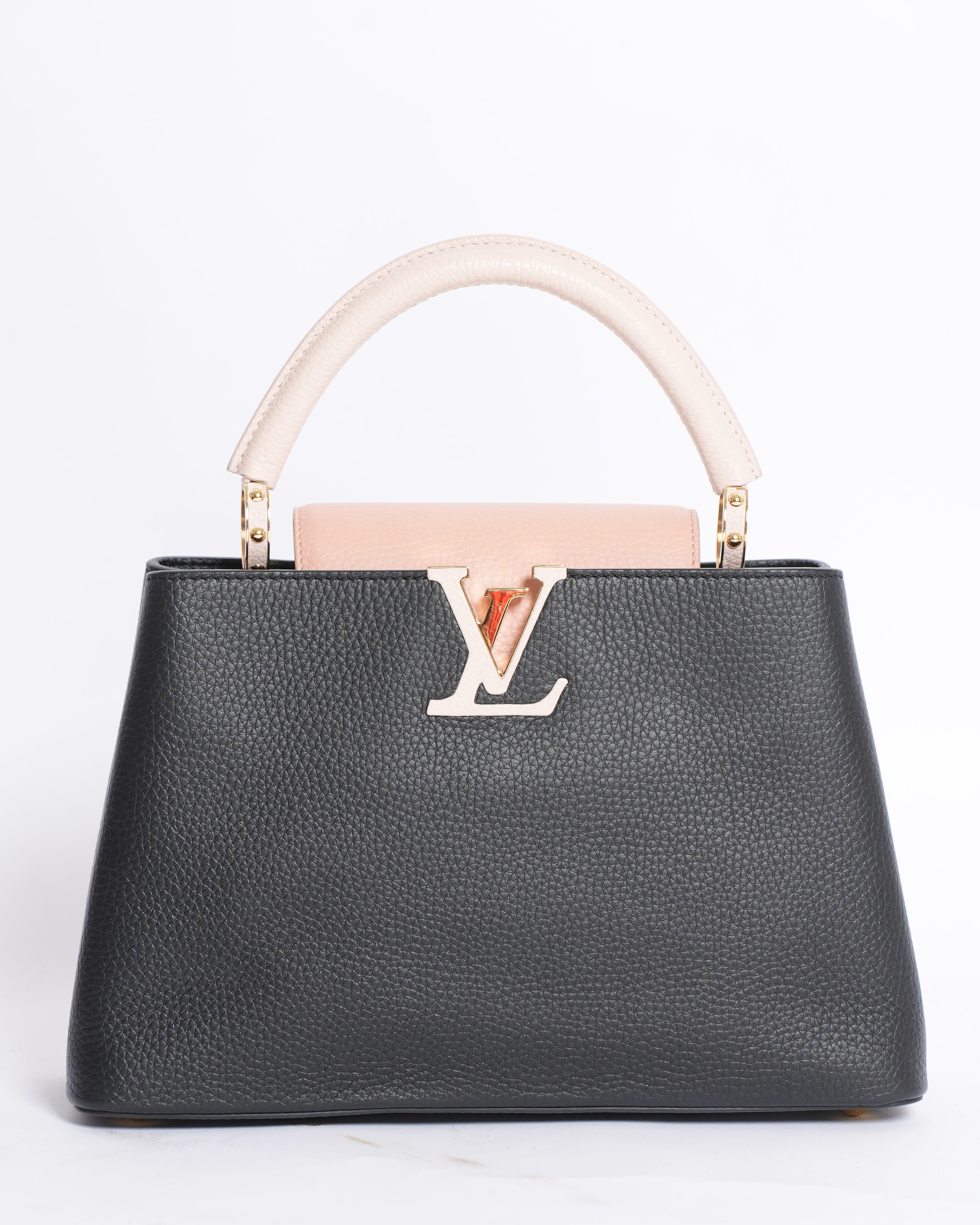 Louis Vuitton Capucines MM Top Handle Bag in Colourblock Pink & Black