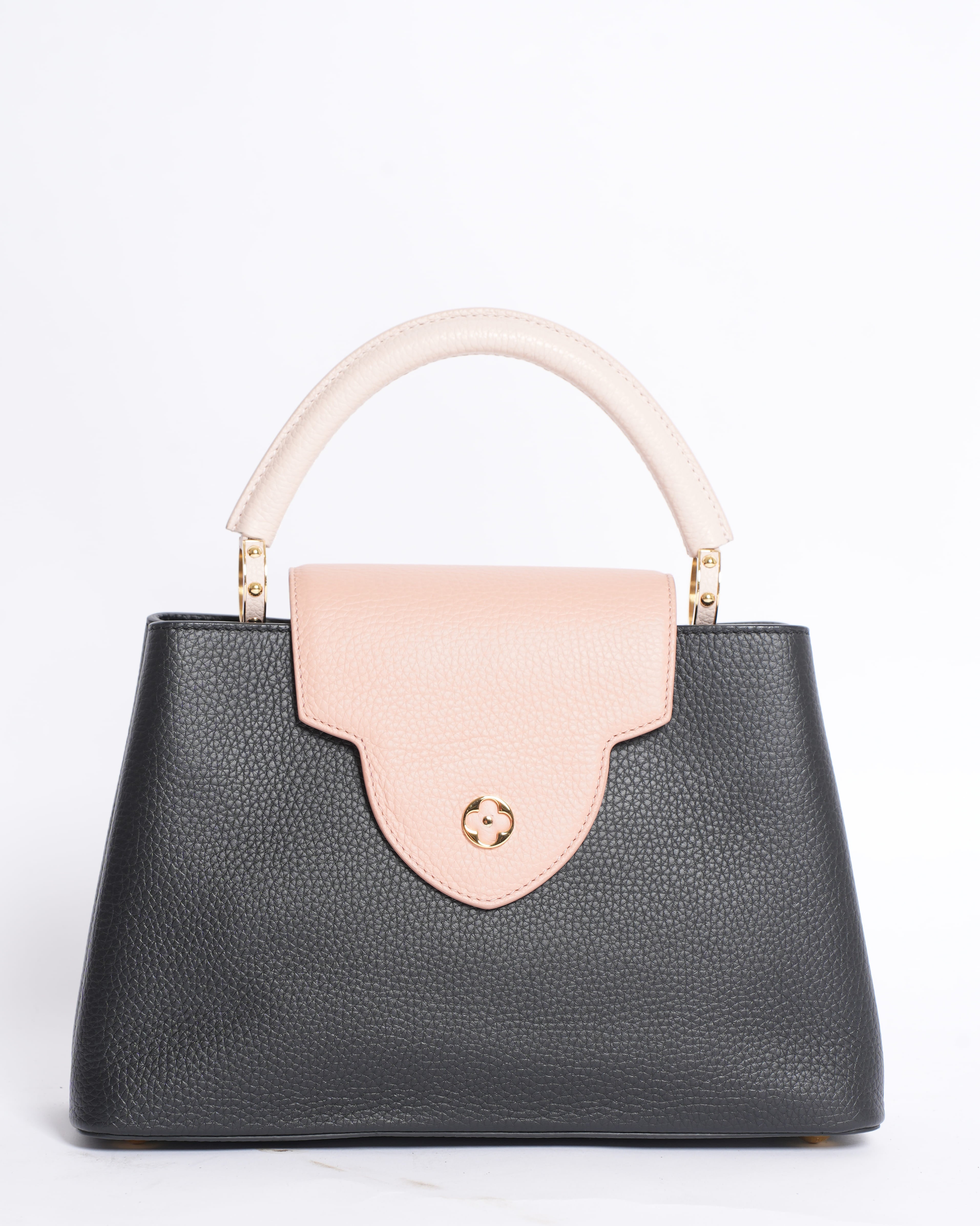 Louis Vuitton Capucines MM Top Handle Bag in Colourblock Pink & Black