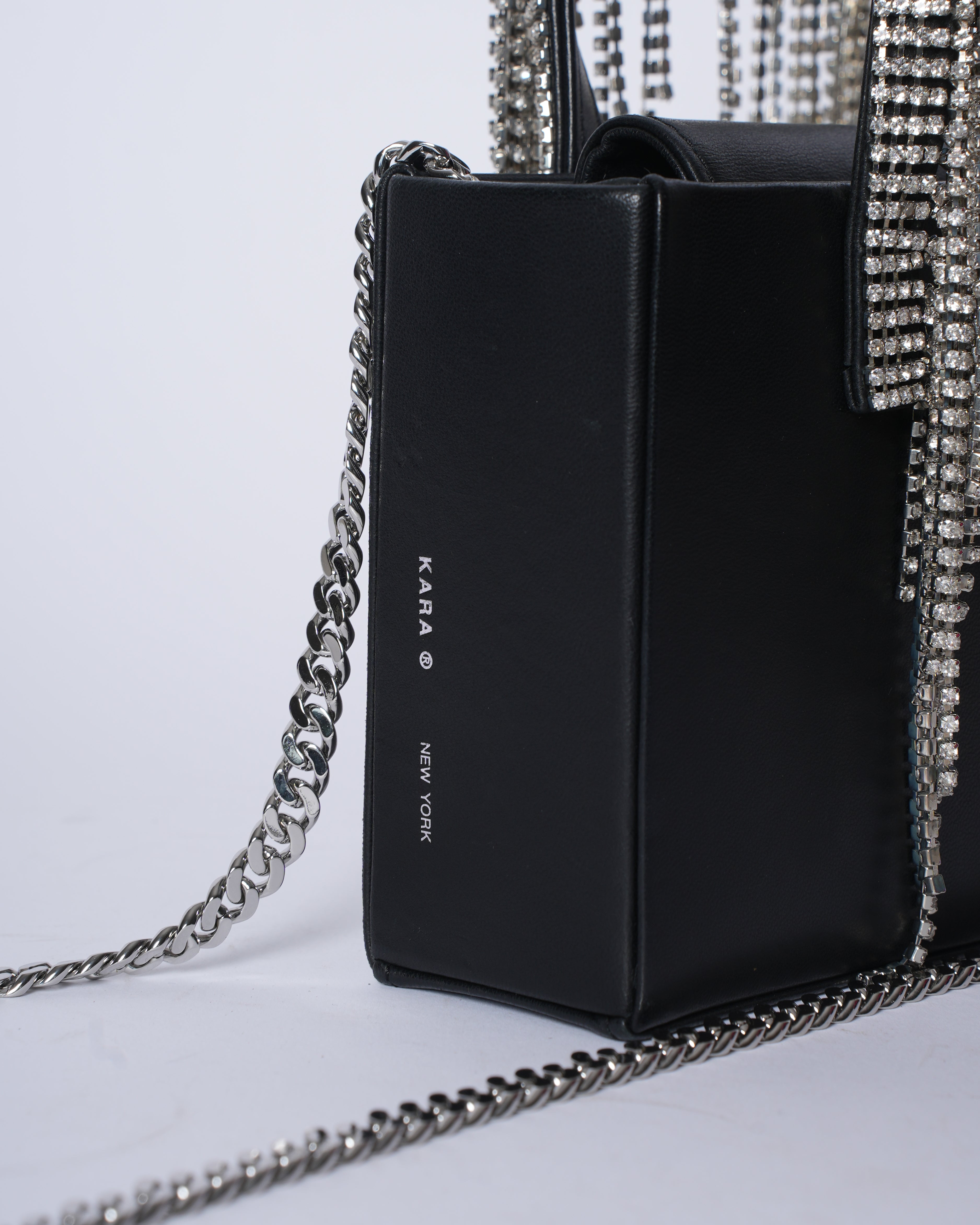 New Kara Crystal Mesh Mini Handbag In Black