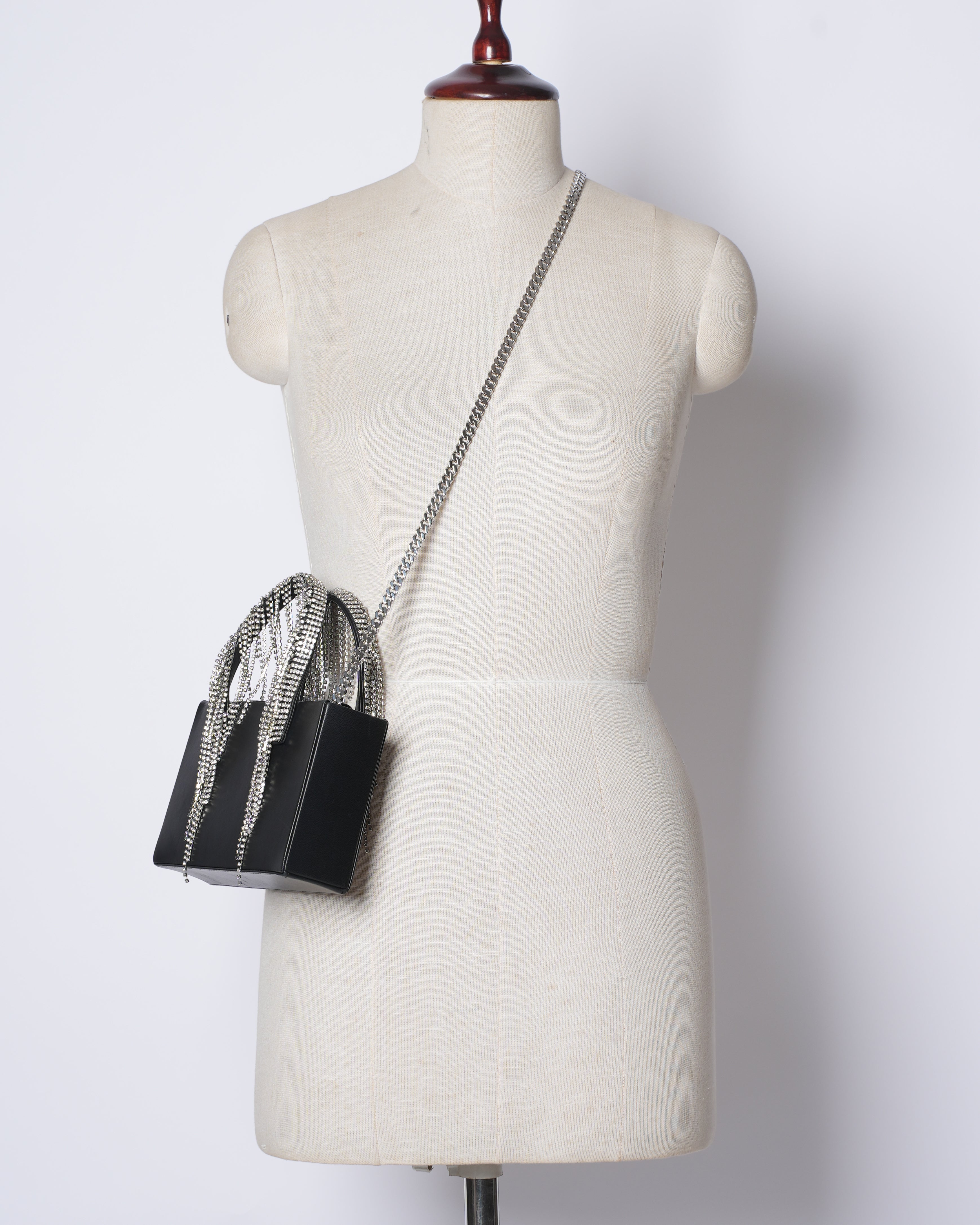 New Kara Crystal Mesh Mini Handbag In Black