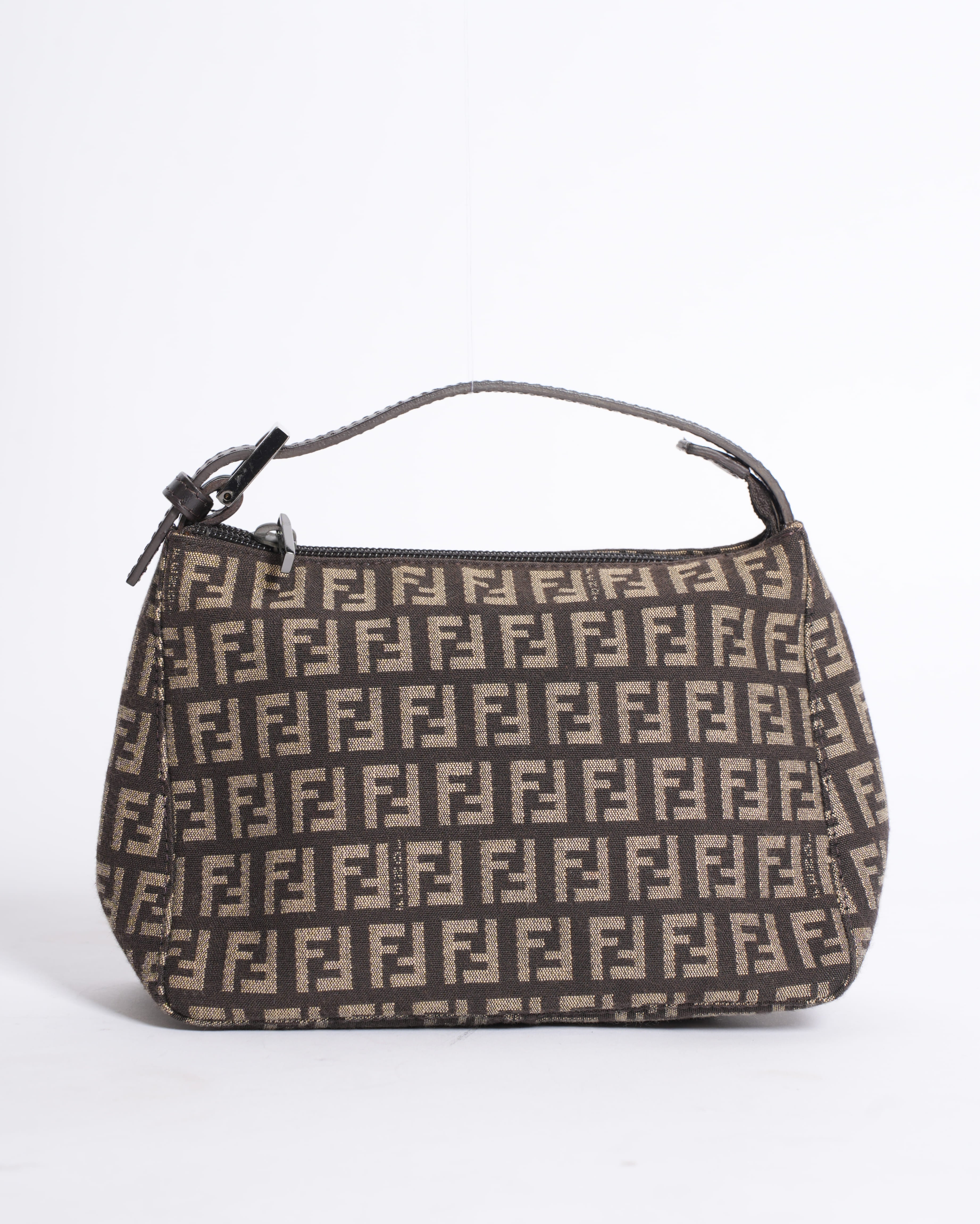 Fendi Black Fabric Baguette Shoulder Bag