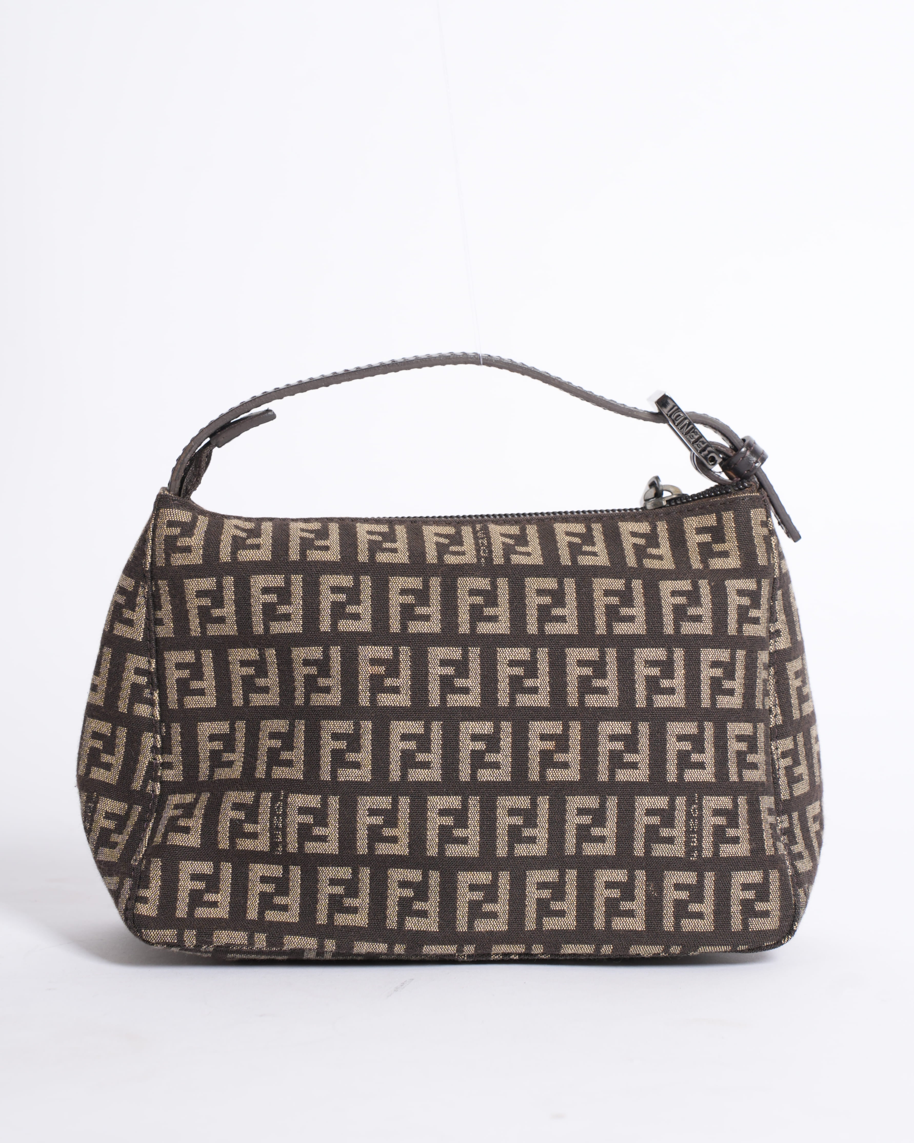 Fendi Black Fabric Baguette Shoulder Bag