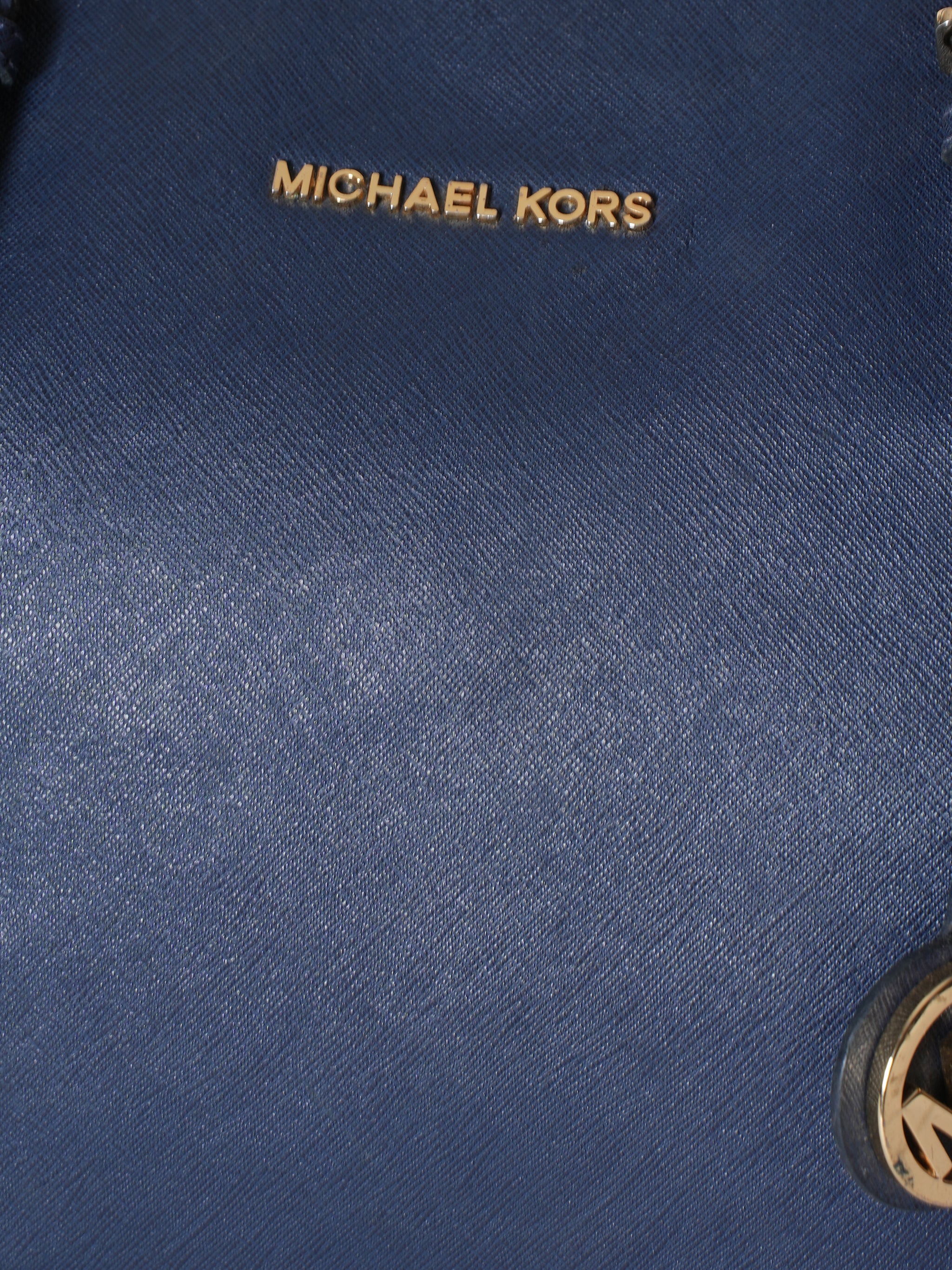 Michael Kors Jetset Blue Leather Tote with factory matching Blue Snakeskin Wallet!!