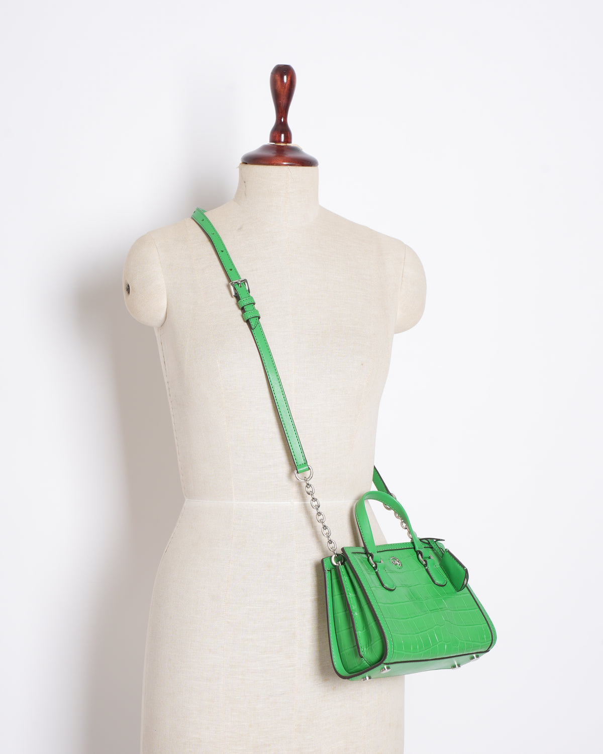 New Michael Kors Green Embossed Mini Bag