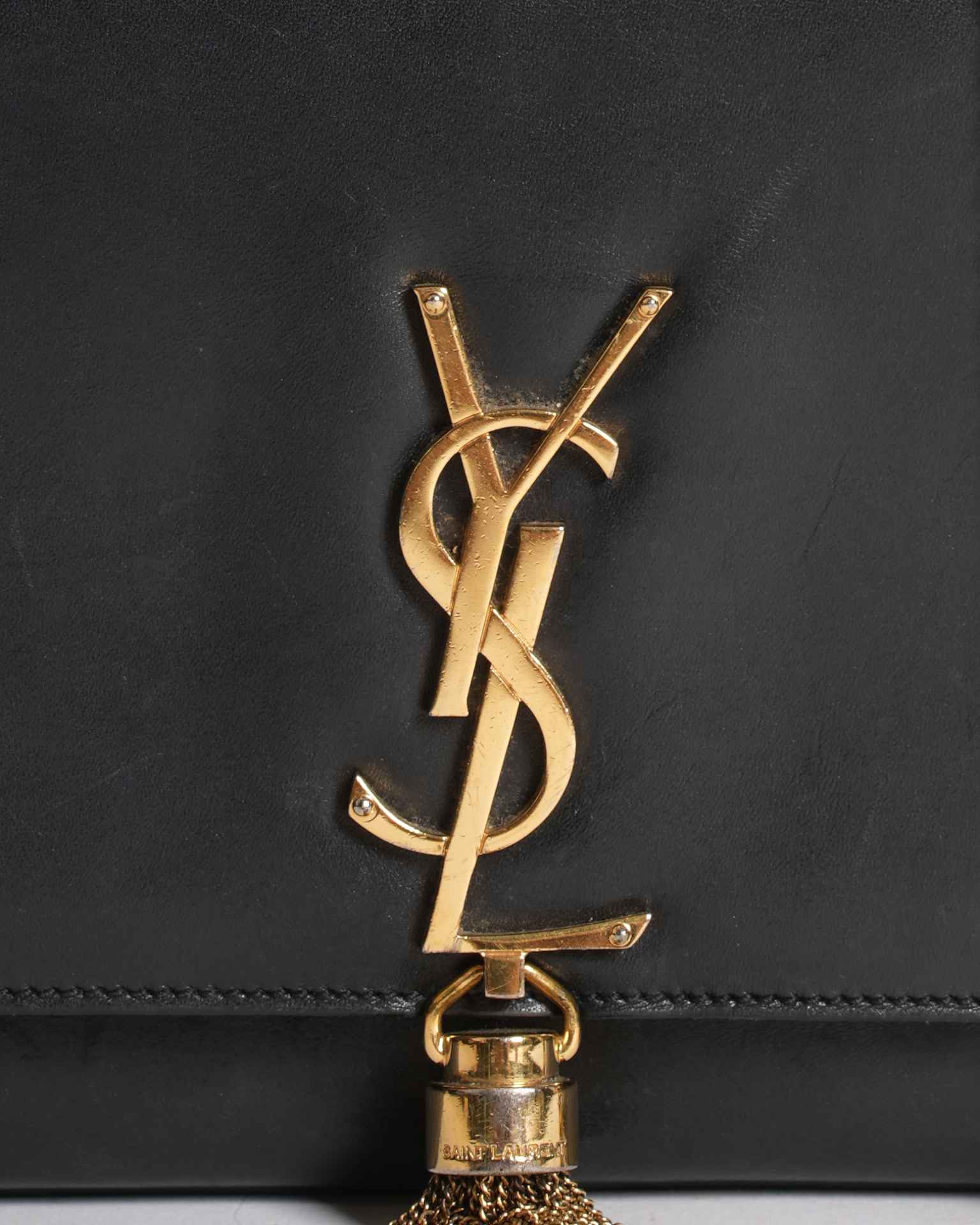 Saint Laurent Black Leather Kate Tassel Shoulder Bag