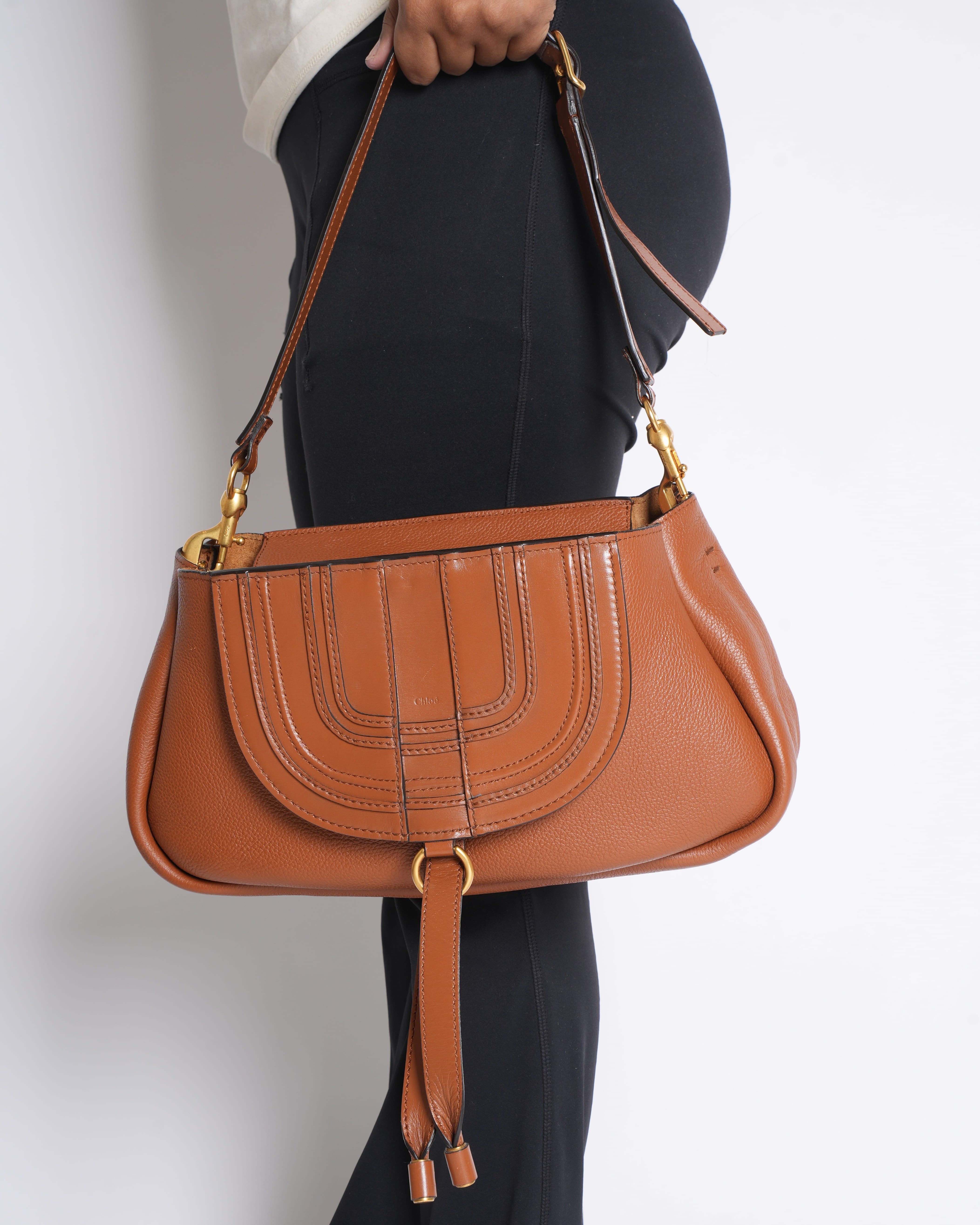 Chloé Marcie Leather Handbag in Brown