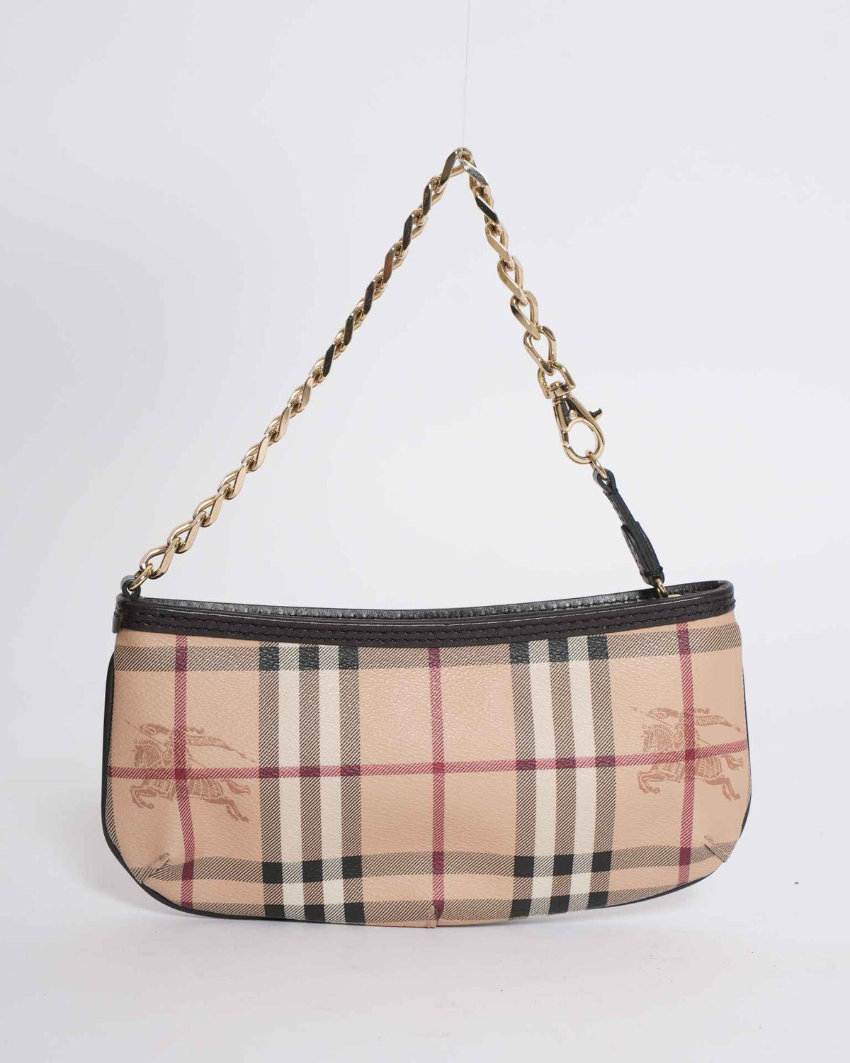 New Burberry Nova Check Accessory Pouch PVC Beige Checkered Bag