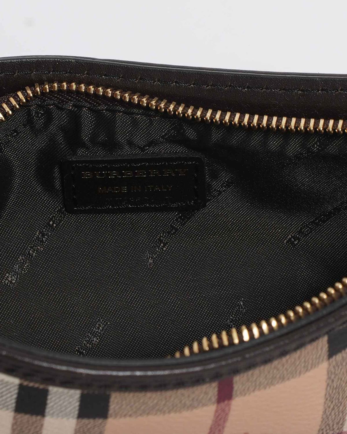 New Burberry Nova Check Accessory Pouch PVC Beige Checkered Bag