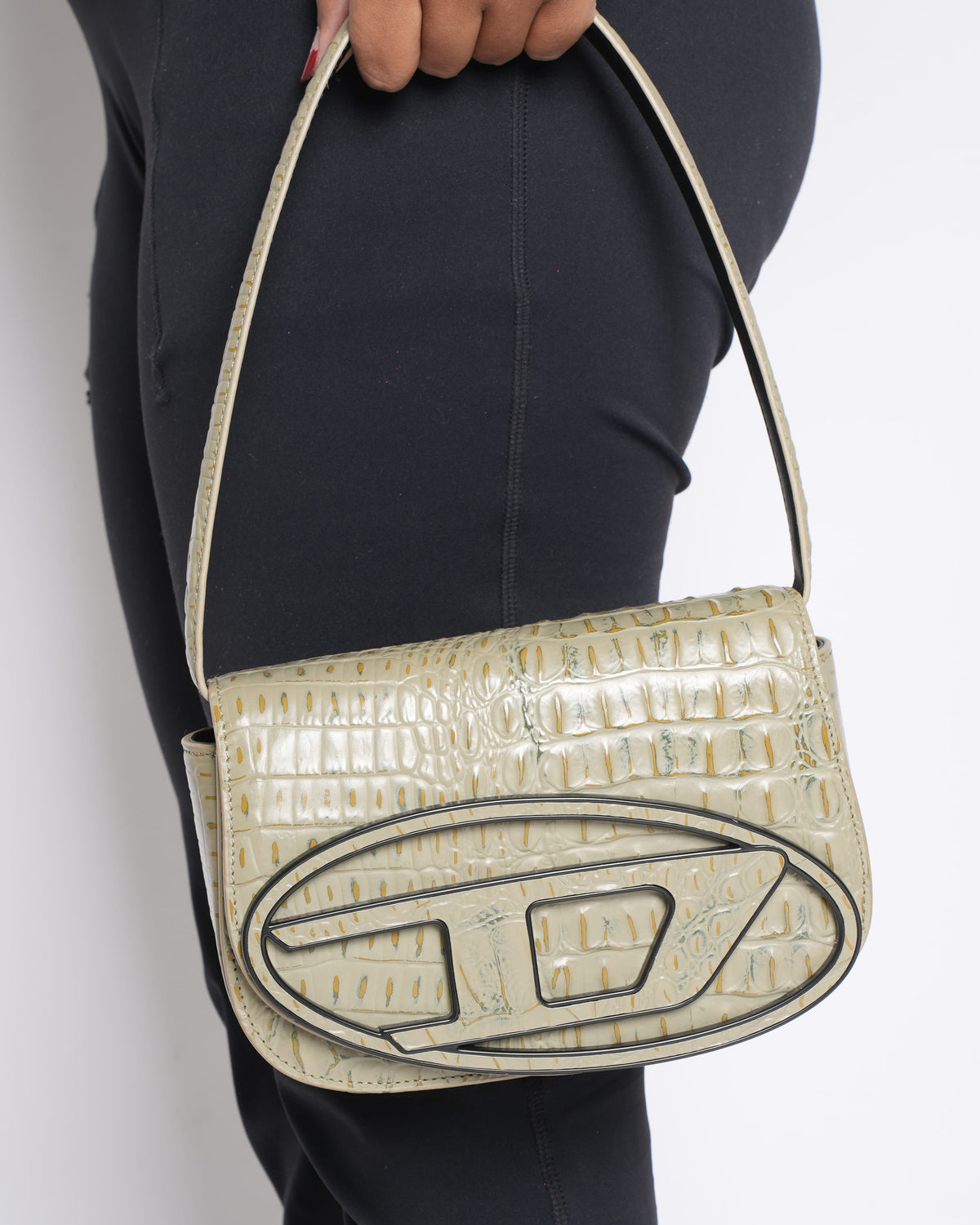 Diesel 1DR Croco Print & Embossed Top Handle Shoulder Bag