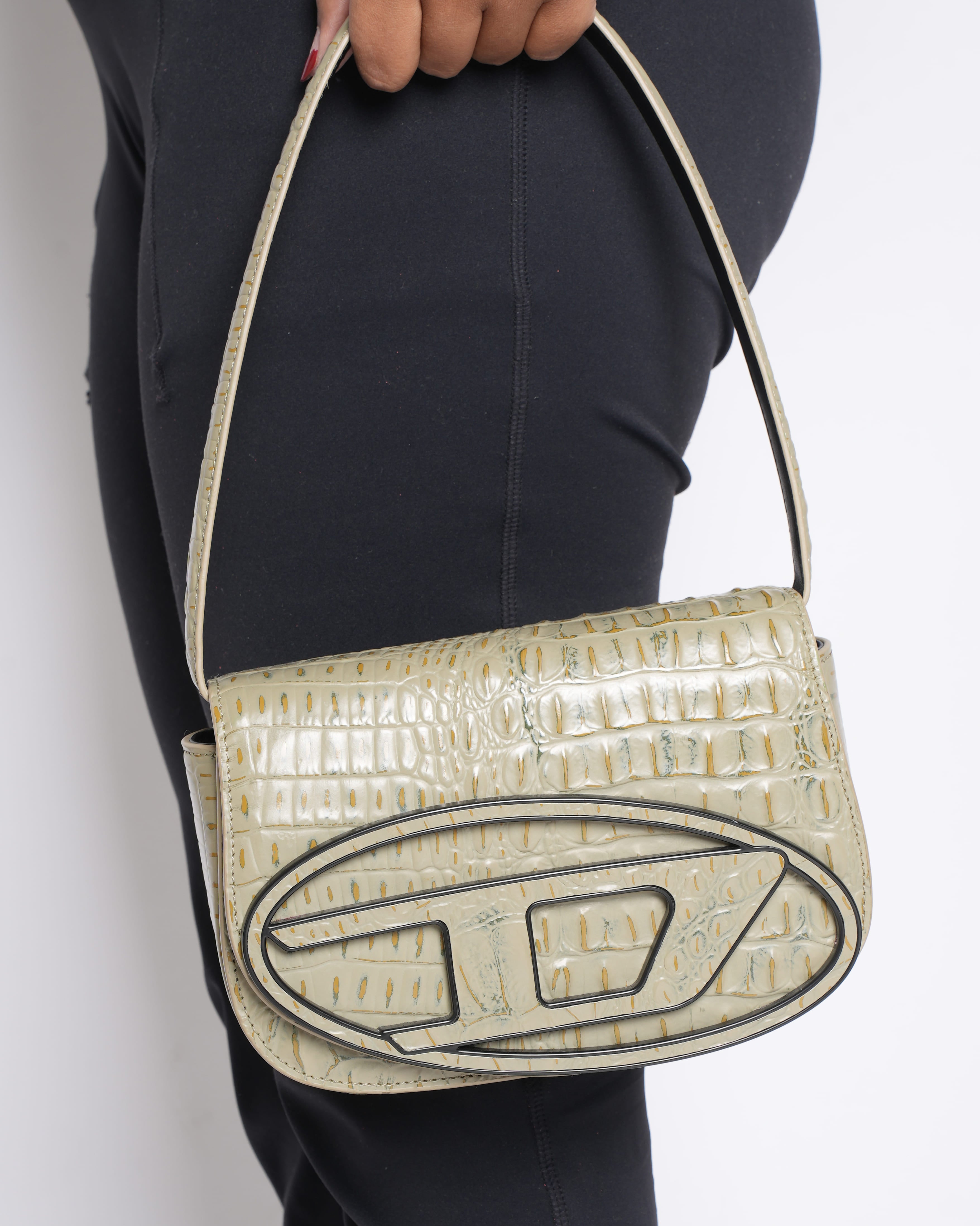 Diesel 1DR Croco Print & Embossed Top Handle Shoulder Bag