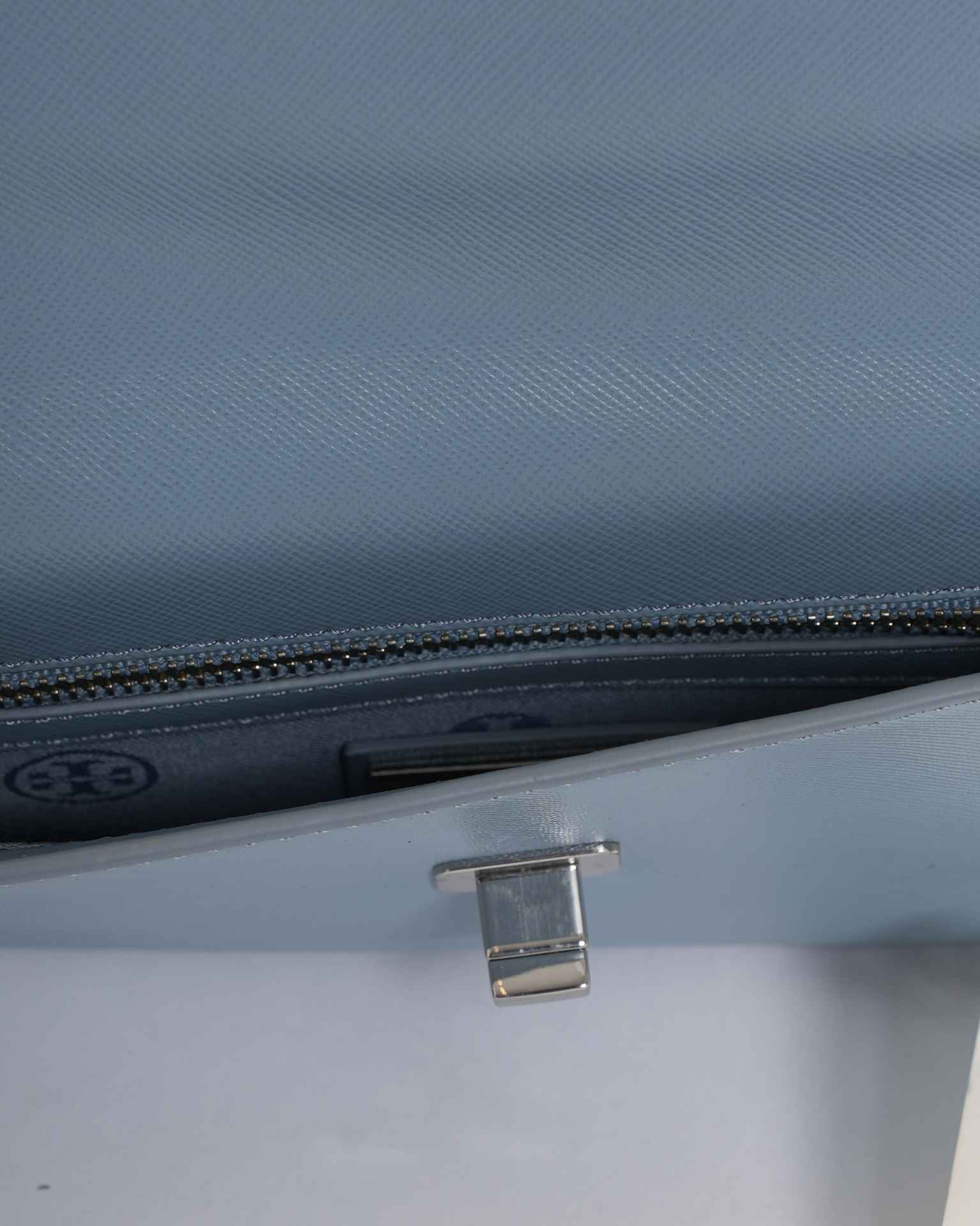 Tory Burch Light Blue Leather Slim Diana Flap Clutch