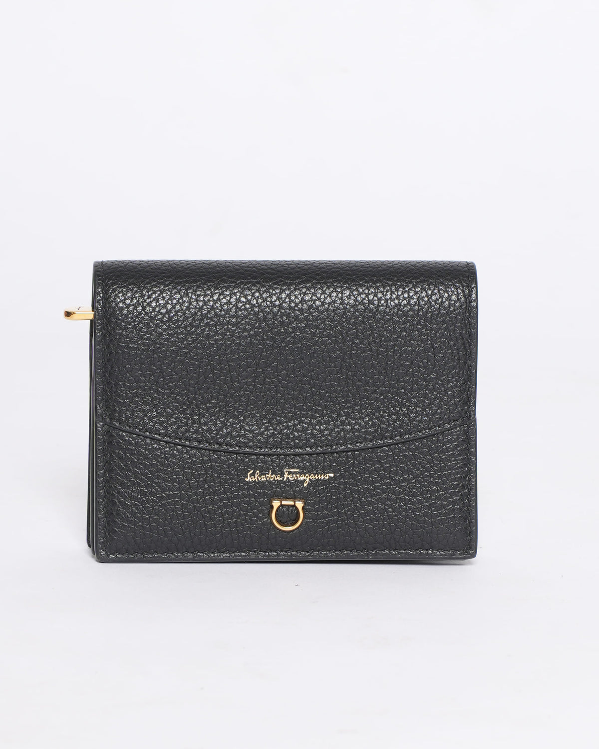 Salvatore Ferragamo Black Leather Bi-Fold Wallet