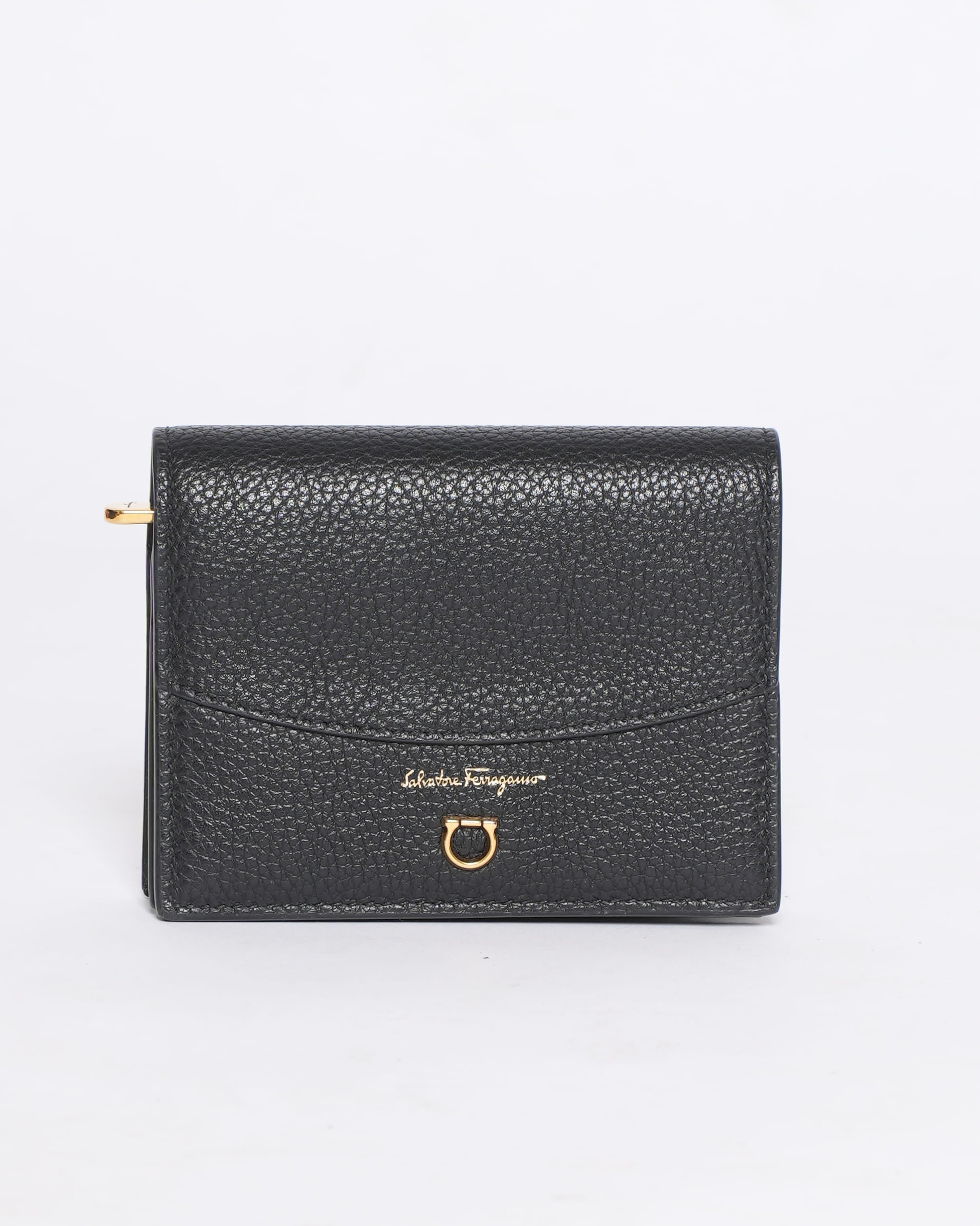 Salvatore Ferragamo Black Leather Bi-Fold Wallet