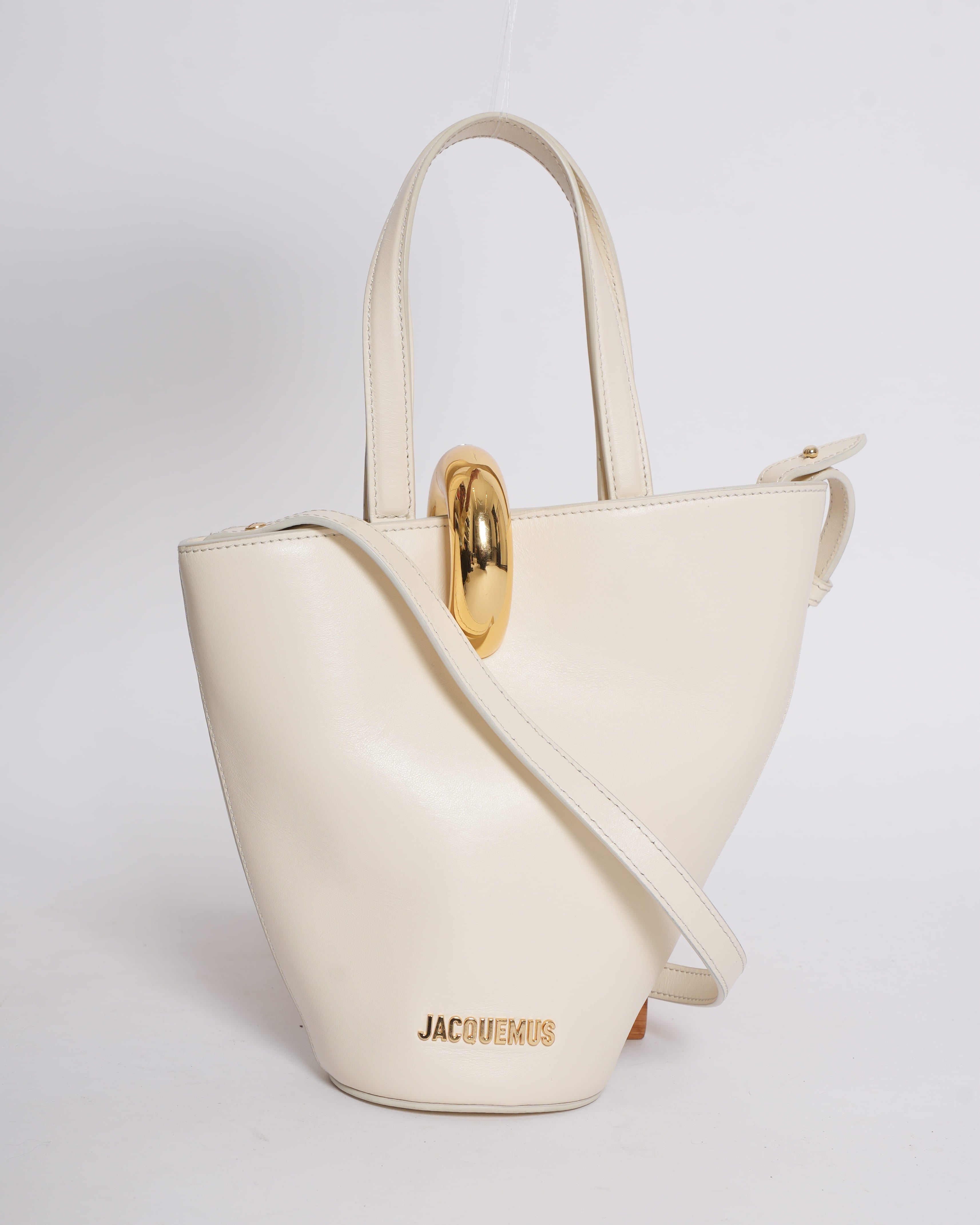 New Jacquemus Le Petit Bambola white leather bag