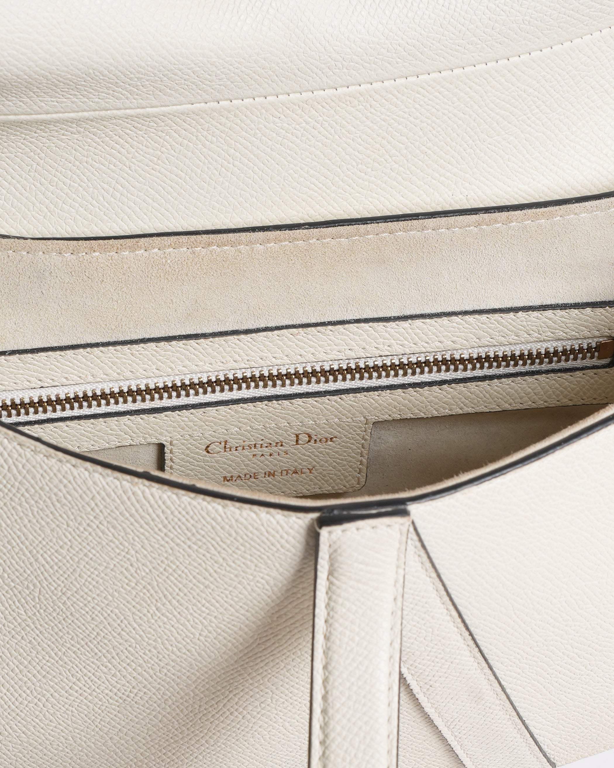 Christian dior saddle bag with strap in latte grained calfskin